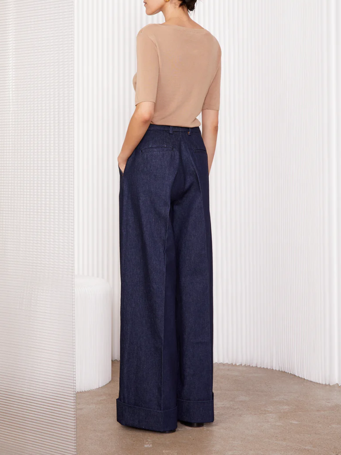 Officine Generale-Aella Cotton Denim Pants - Dark Indigo-Pants-Boboli-Vancouver-Canada