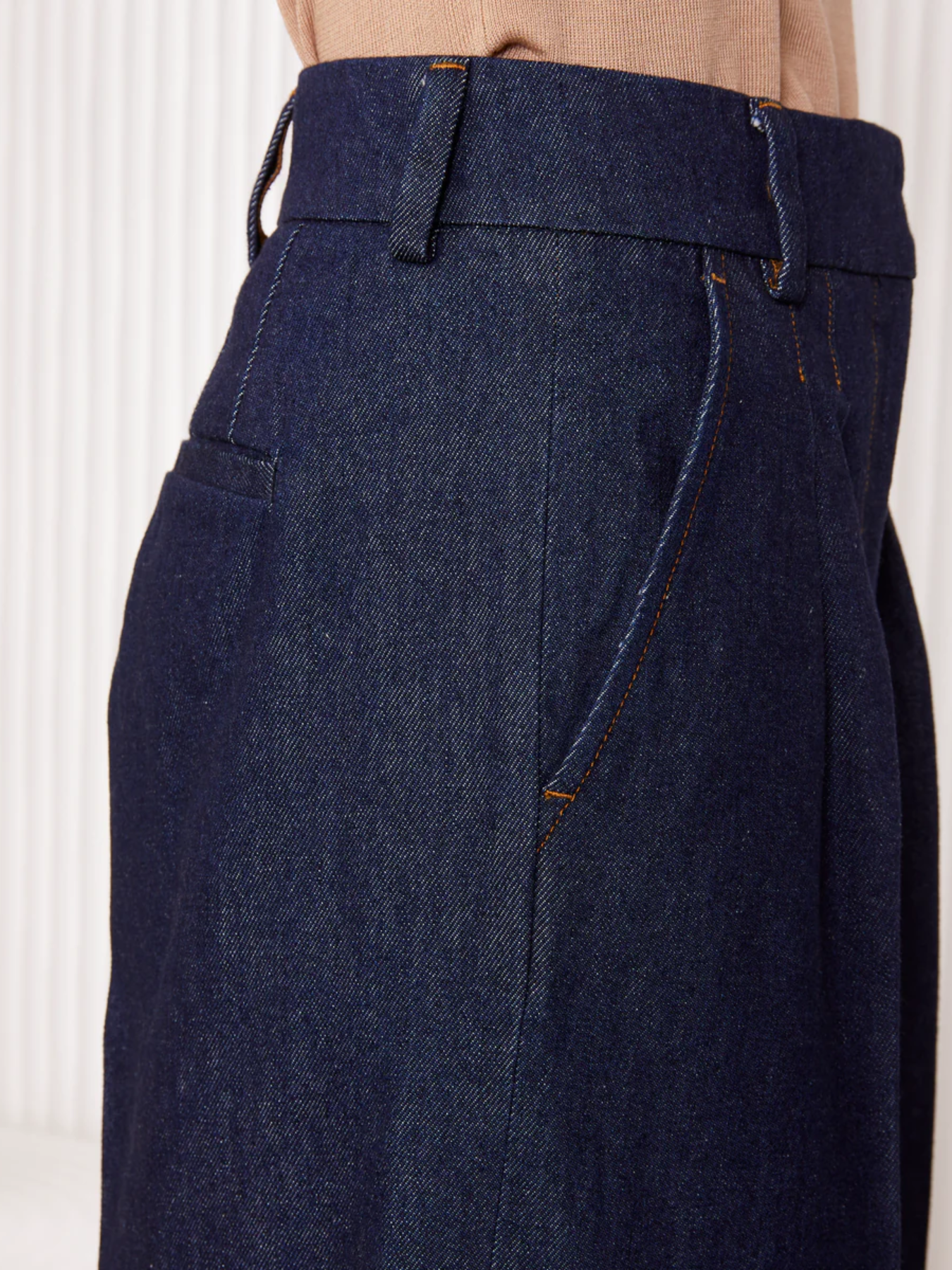 Officine Generale-Aella Cotton Denim Pants - Dark Indigo-Pants-Boboli-Vancouver-Canada