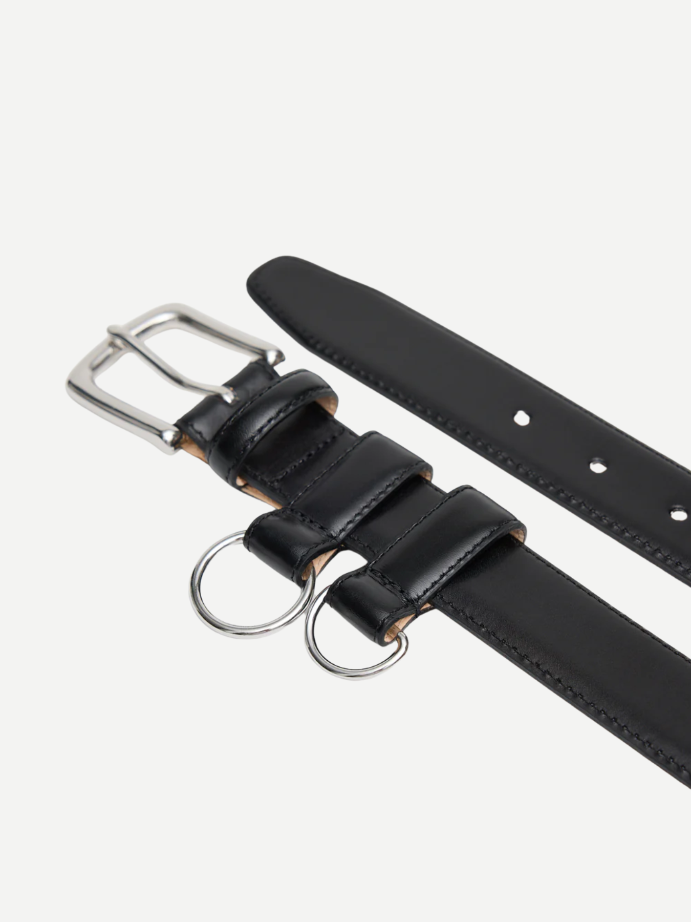 Tibi-Classic Ring Hardware Leather Belt - Black-Accessories-Boboli-Vancouver-Canada