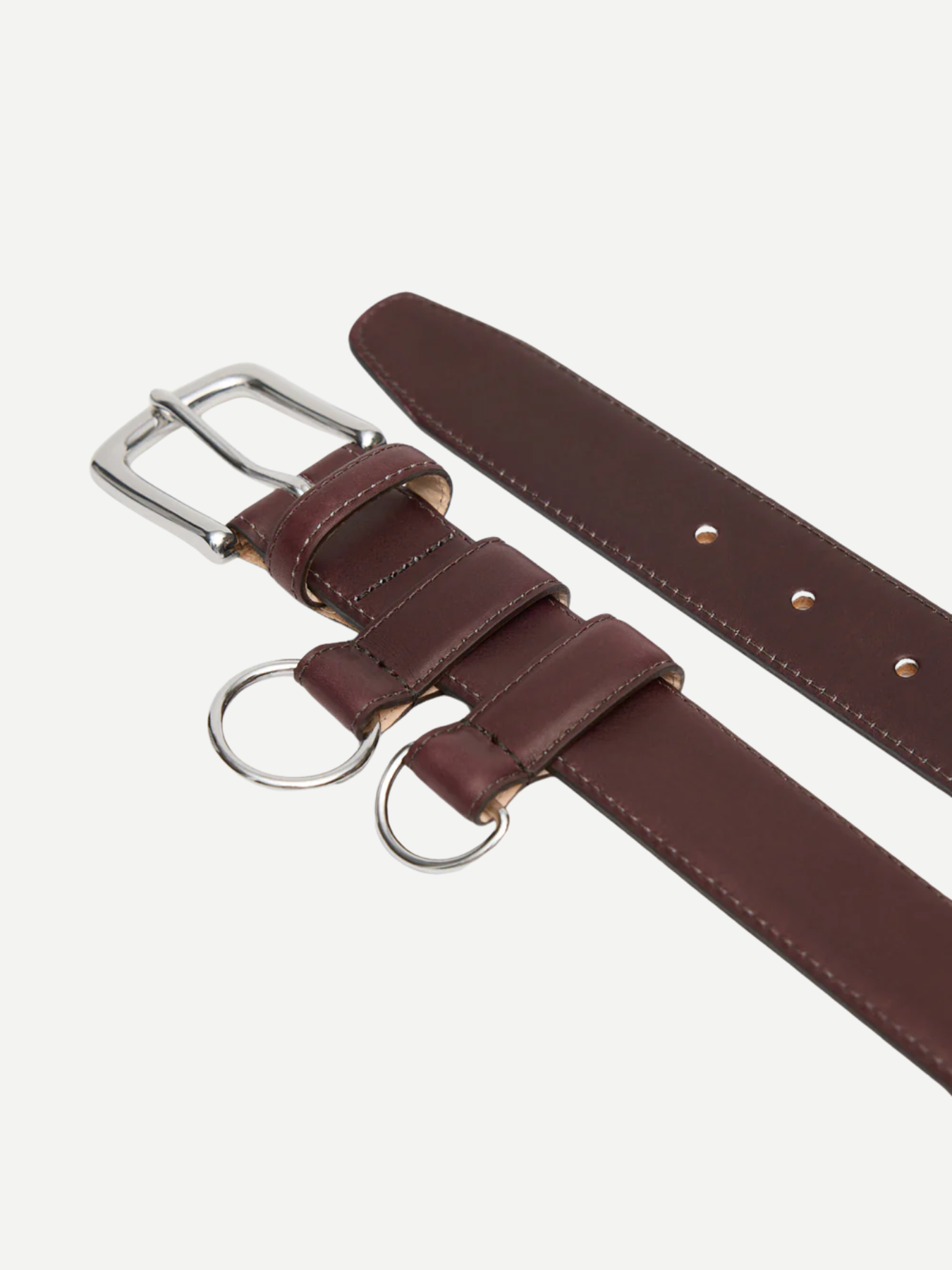 Tibi-Classic Ring Hardware Leather Belt - Burgundy-Accessories-Boboli-Vancouver-Canada