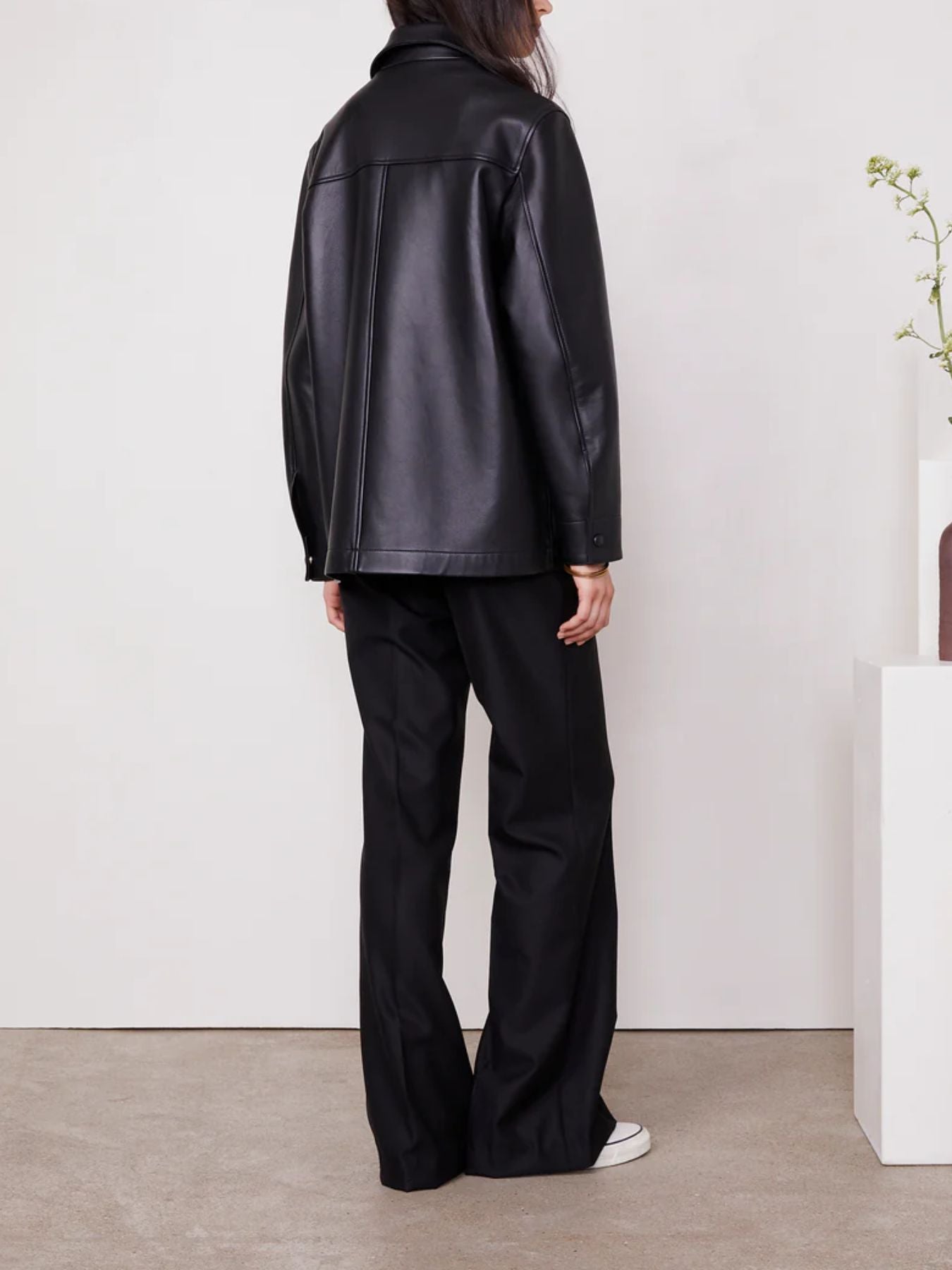 Dalia Lamb Leather Jacket - Black