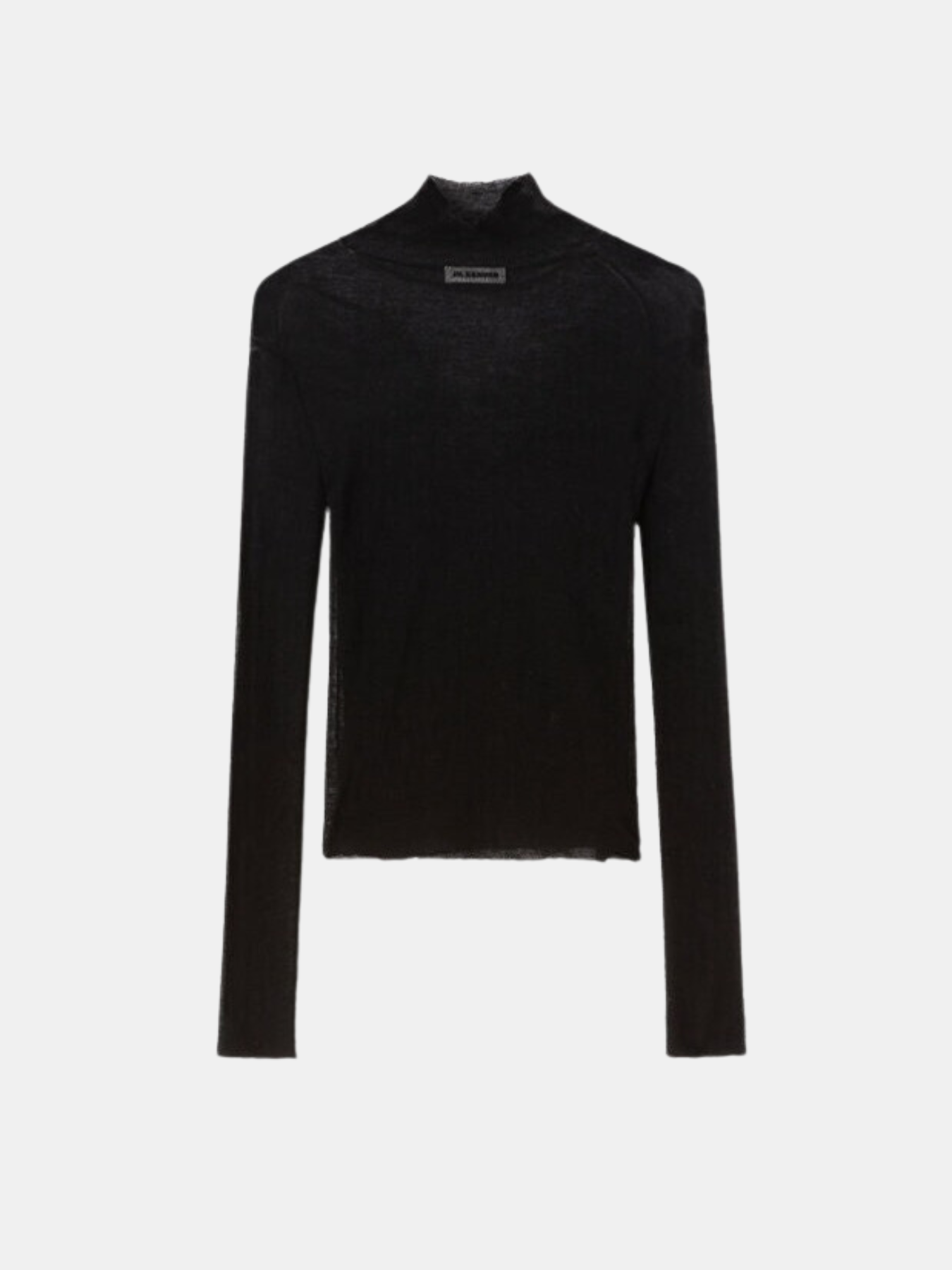 Wool Rib High Neck Sweater - Black