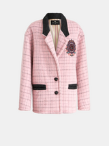 Etro-Check Jacket w/Embroidery - Pink-Jackets-IT 38-Boboli-Vancouver-Canada