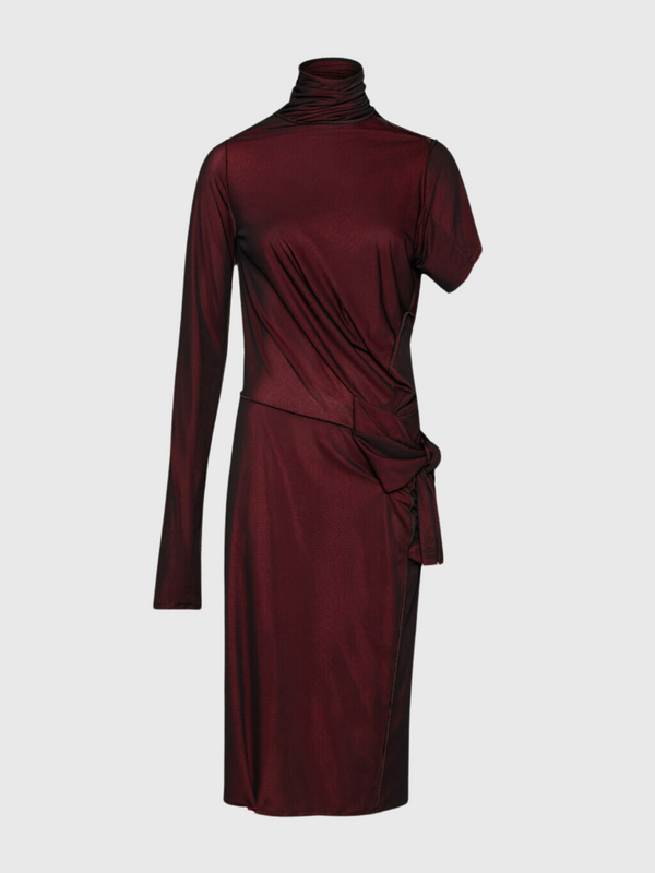 Maison Margiela-Asymmetric Ruched Dress - Burgundy-Dresses-IT 40-Boboli-Vancouver-Canada