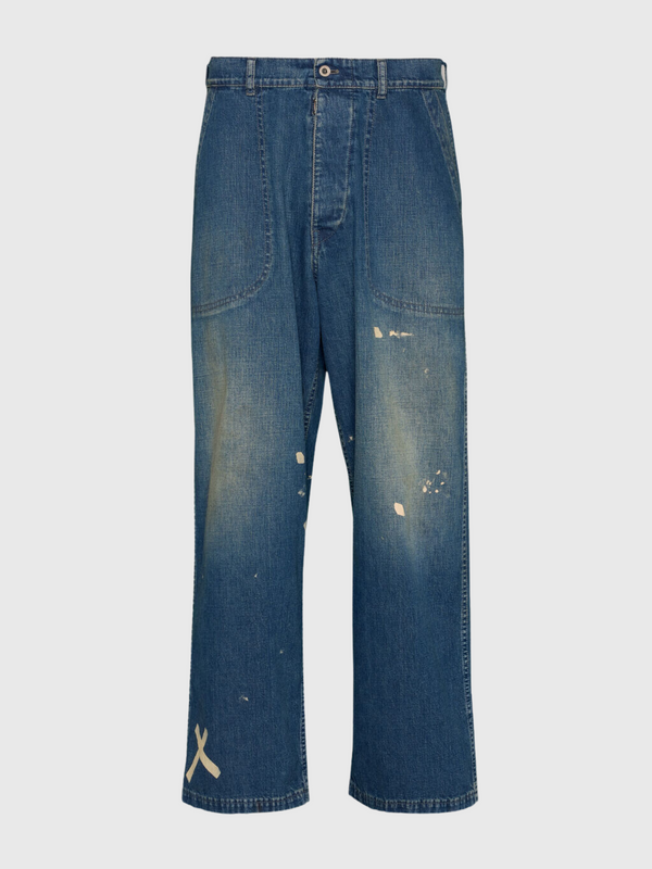 Maison Margiela-Distressed Jeans - Greencast Indigo-Pants-25-Boboli-Vancouver-Canada