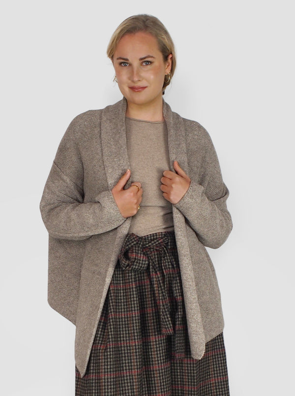 Daniela Gregis-Classic 5 Knitted Wrap Cardigan - Natural-Sweaters-One Size-Boboli-Vancouver-Canada