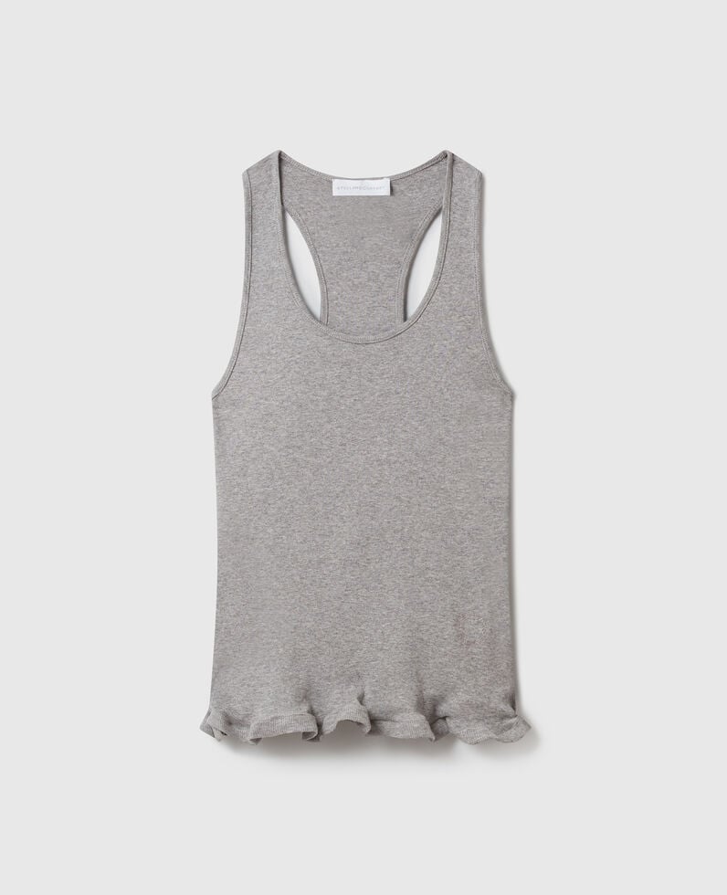 Stella McCartney-Frilled Hem Rib T-Shirt - Cream-T-Shirts-Boboli-Vancouver-Canada