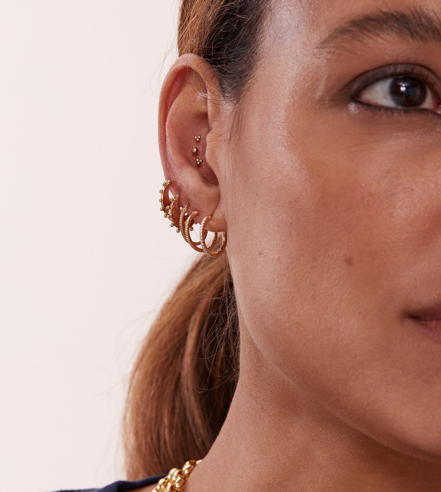 FD Jewellery-Small Textured Hoop (E42)-FD Jewellery-Boboli-Vancouver-Canada