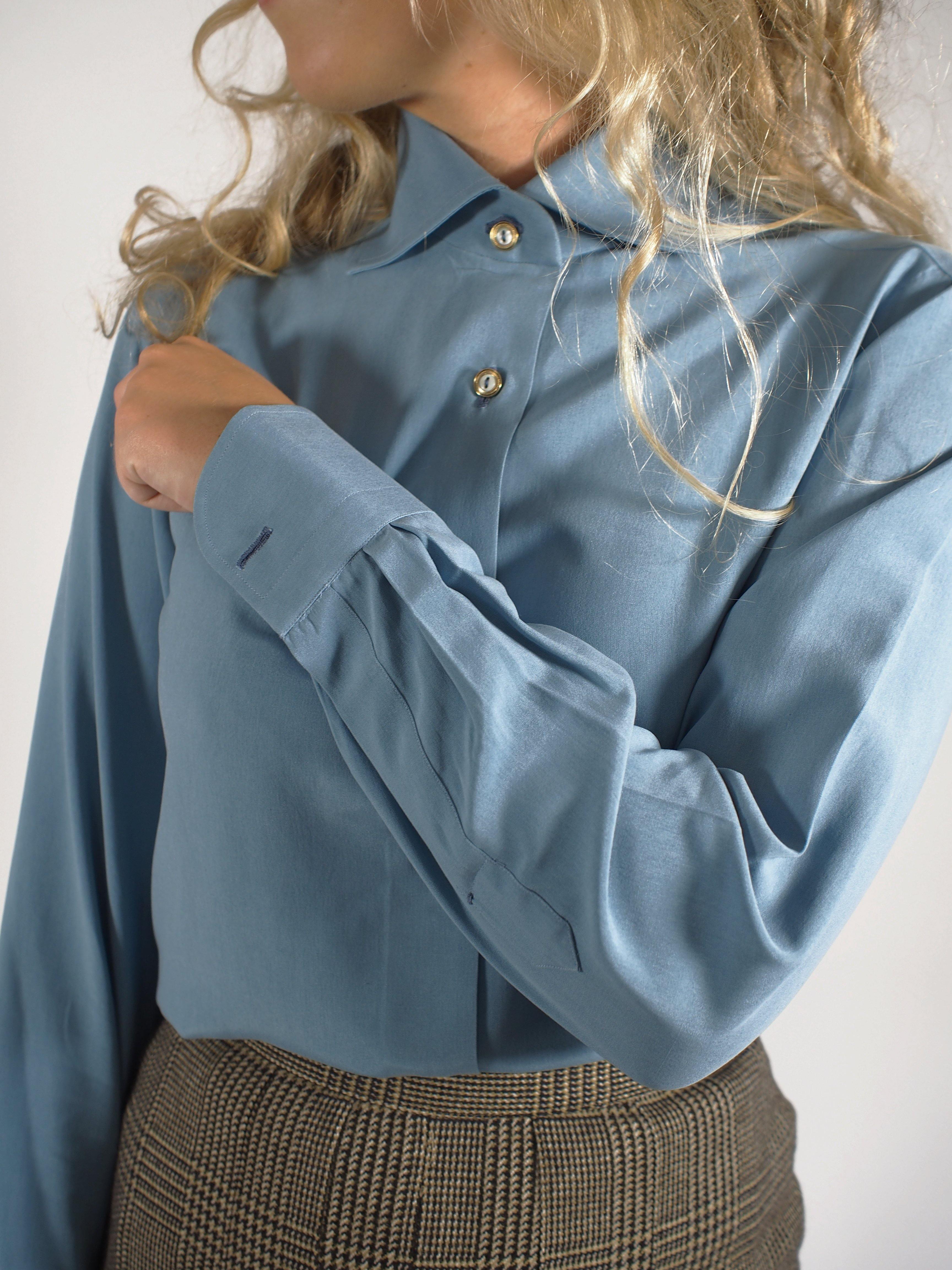 Giuliva Heritage-Silk Shirt-Aqua-Blouses-Boboli-Vancouver-Canada