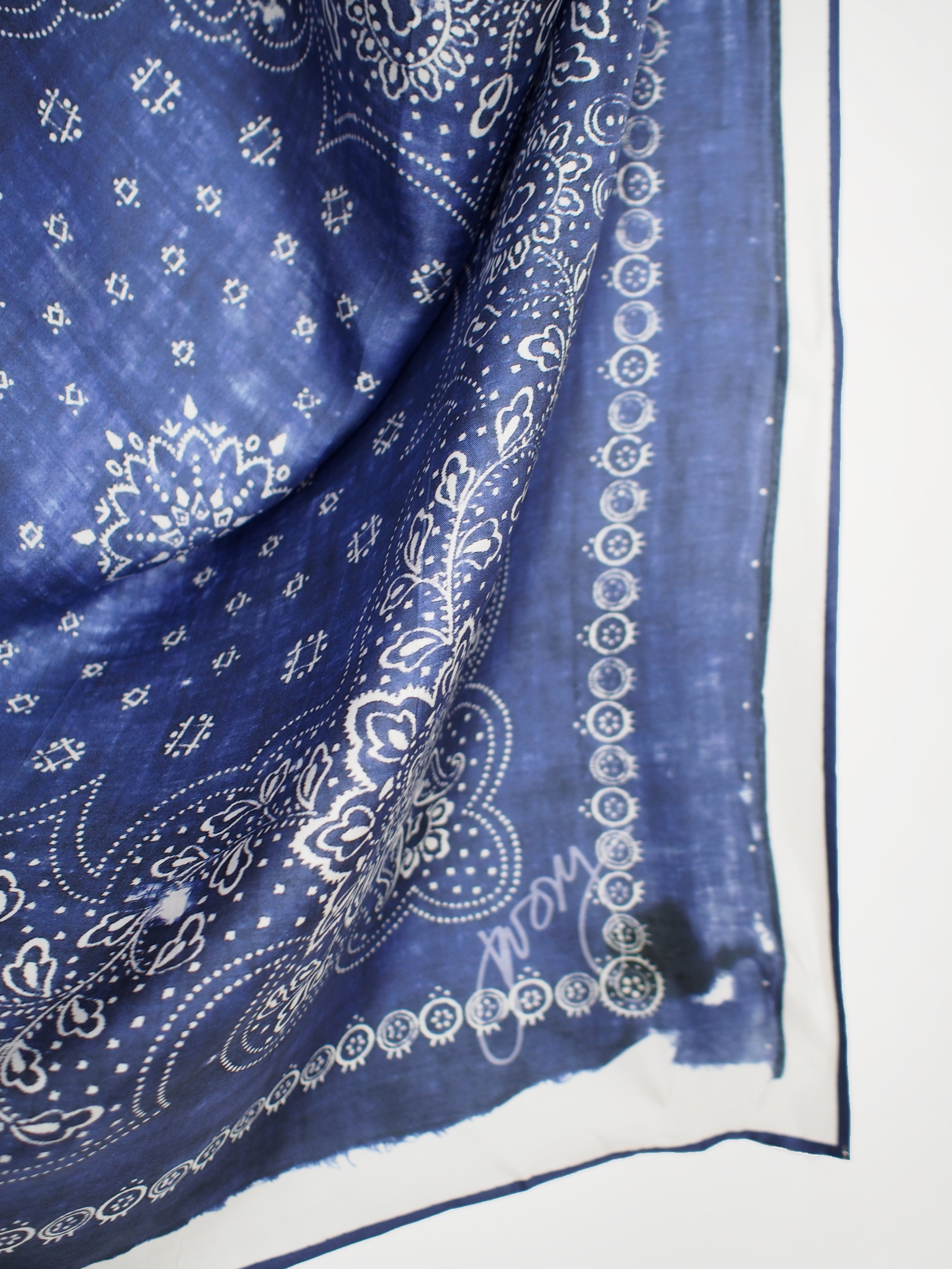 Jackie Wong Art-My Old Bandana Twill - Blue-Scarves-One Size-Boboli-Vancouver-Canada