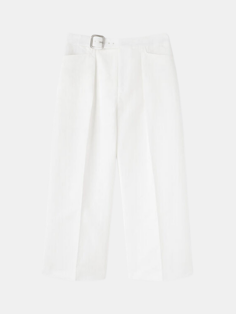 Jil Sander-Compact Washed Cotton Trousers - Optic White-Pants-EU 36-Boboli-Vancouver-Canada