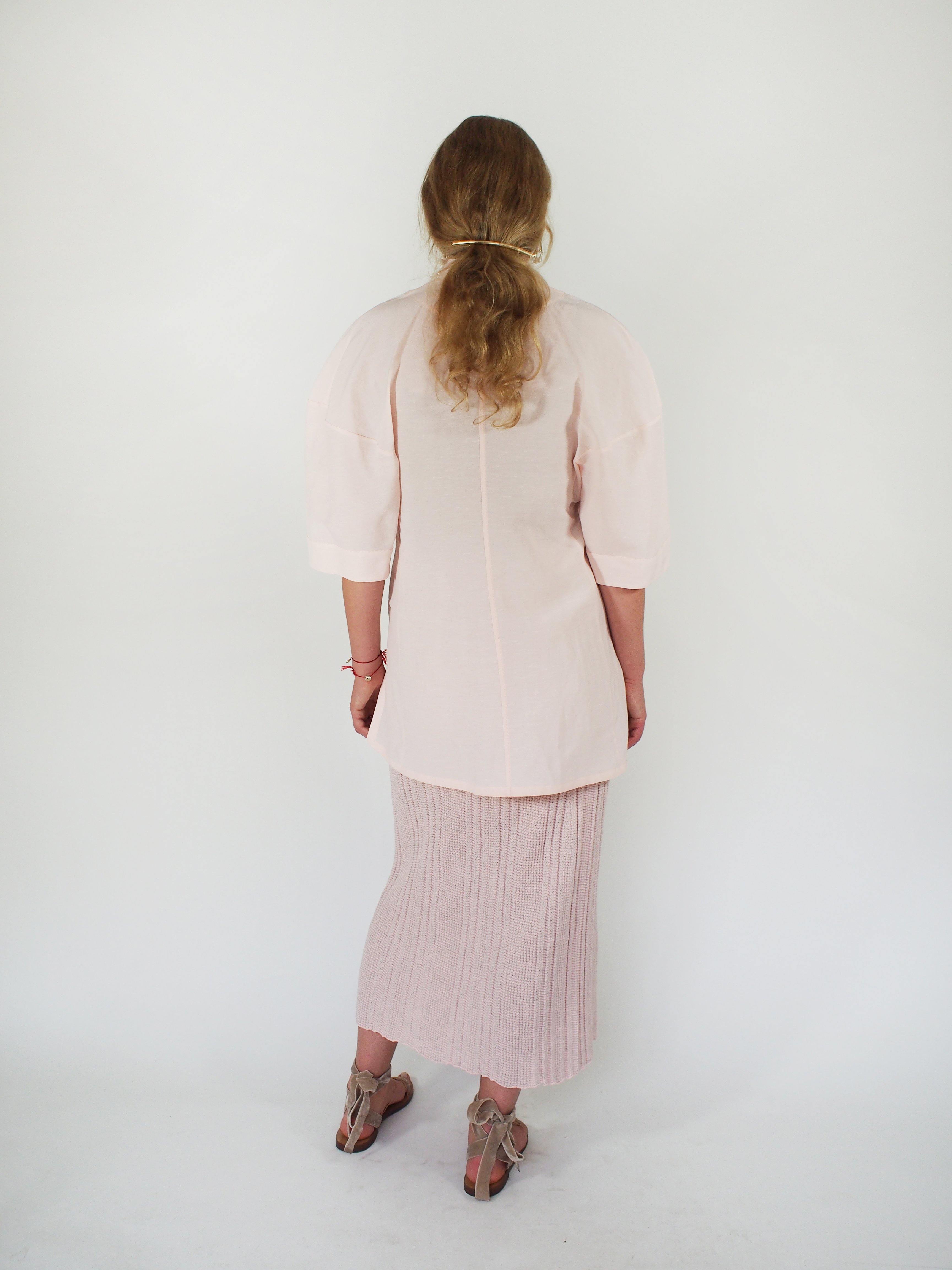 Jil Sander-Medea Linen Blend SS V Neck Top - Pink-Blouses-Boboli-Vancouver-Canada