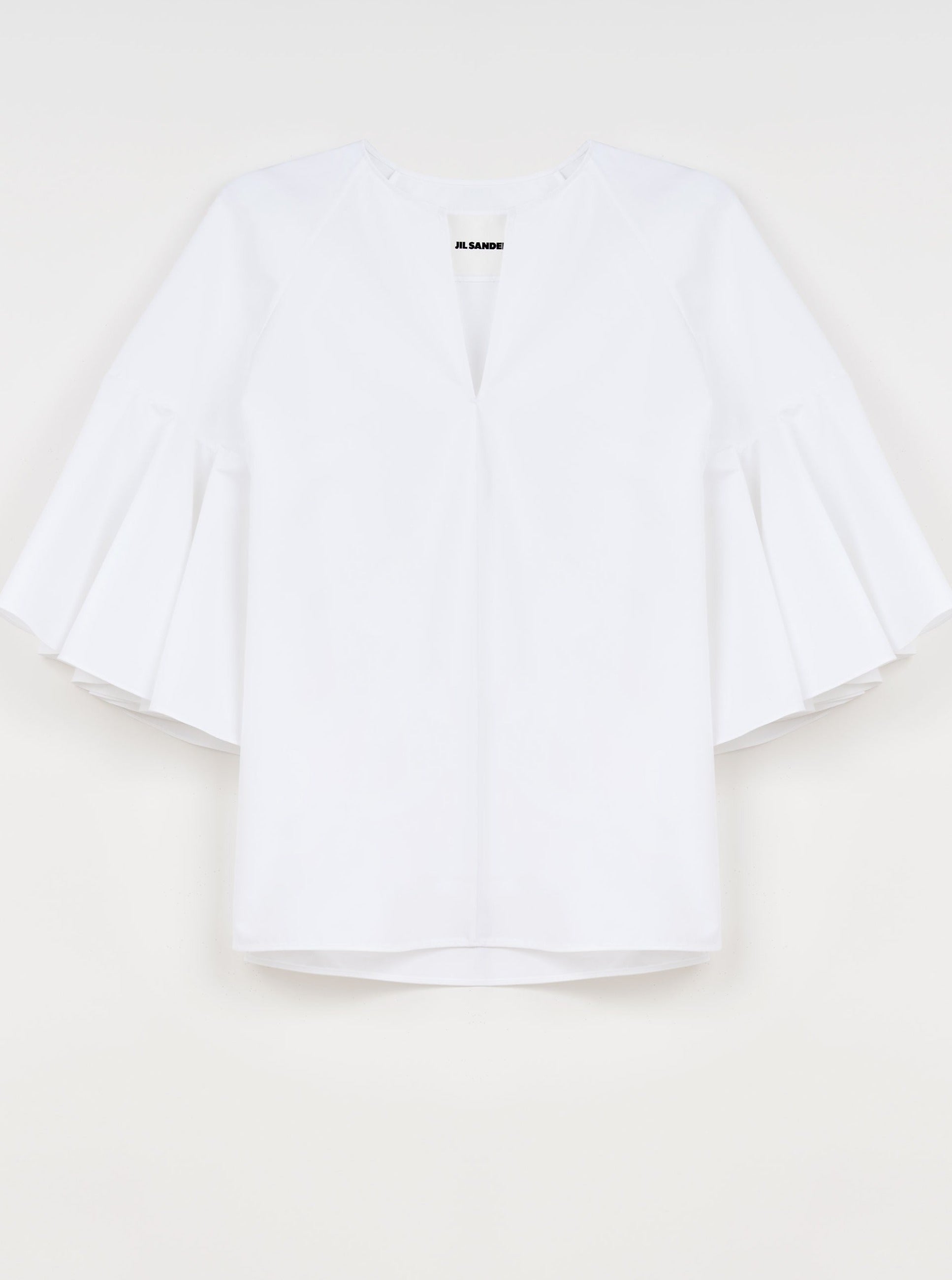 Jil Sander-V-Neck 3/4 Sleeve top - White-Tops-Boboli-Vancouver-Canada