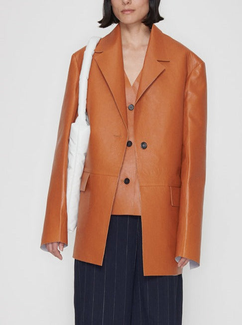 KASSL Editions-Coat Blazer Soft Leather - Fire-Coats-Boboli-Vancouver-Canada
