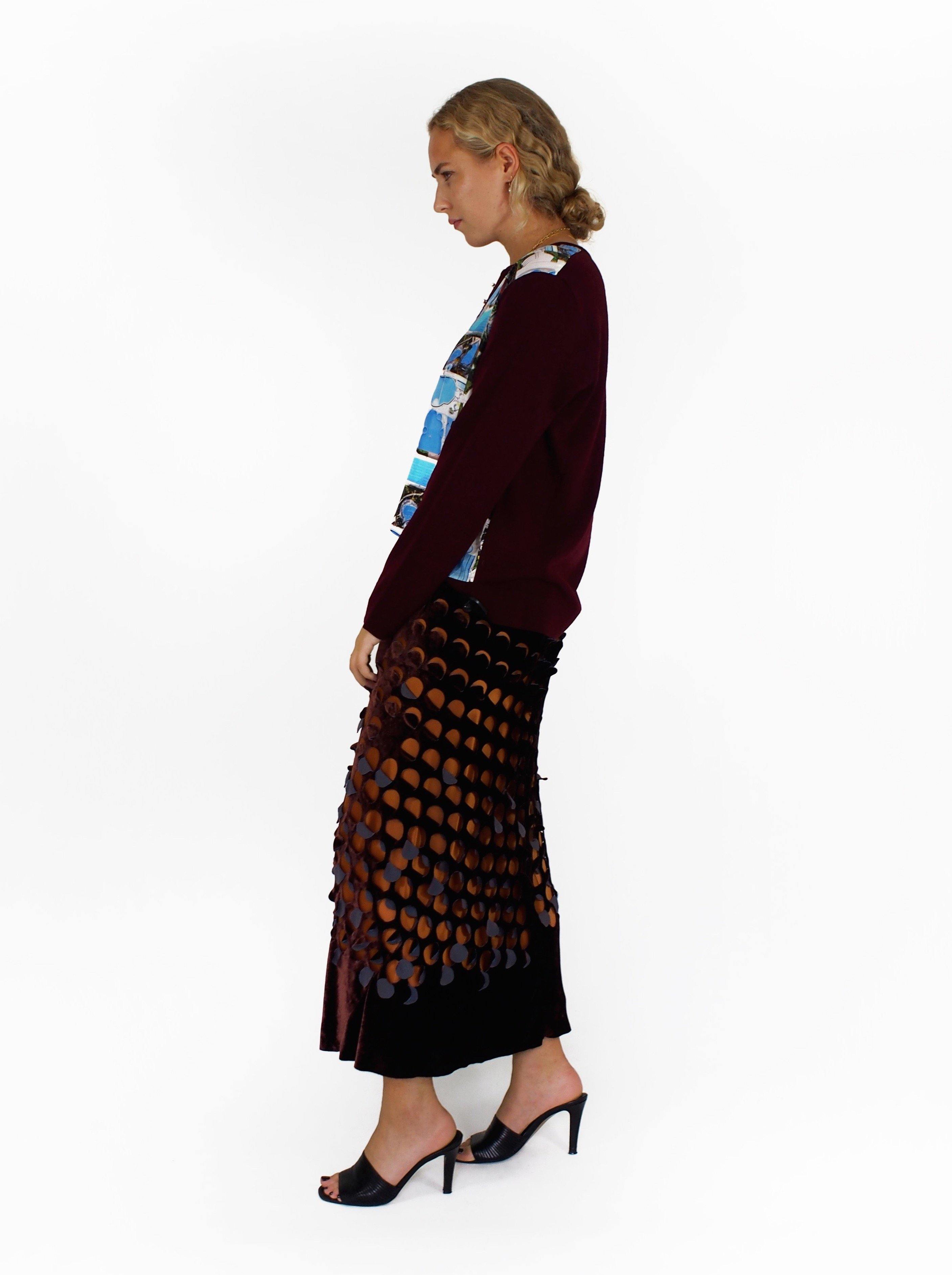 Maison Margiela-Silk Pools Pullover - Burgundy-Sweaters-S-Boboli-Vancouver-Canada
