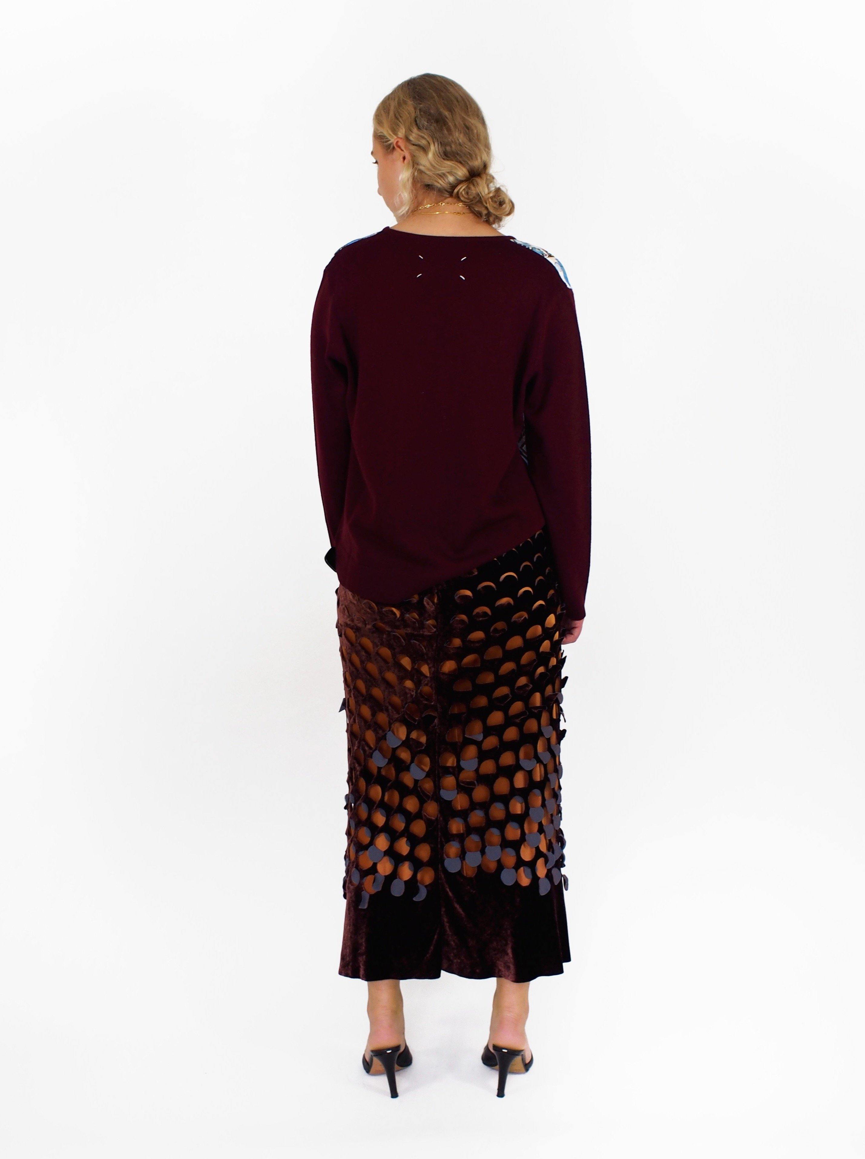 Maison Margiela-Silk Pools Pullover - Burgundy-Sweaters-S-Boboli-Vancouver-Canada
