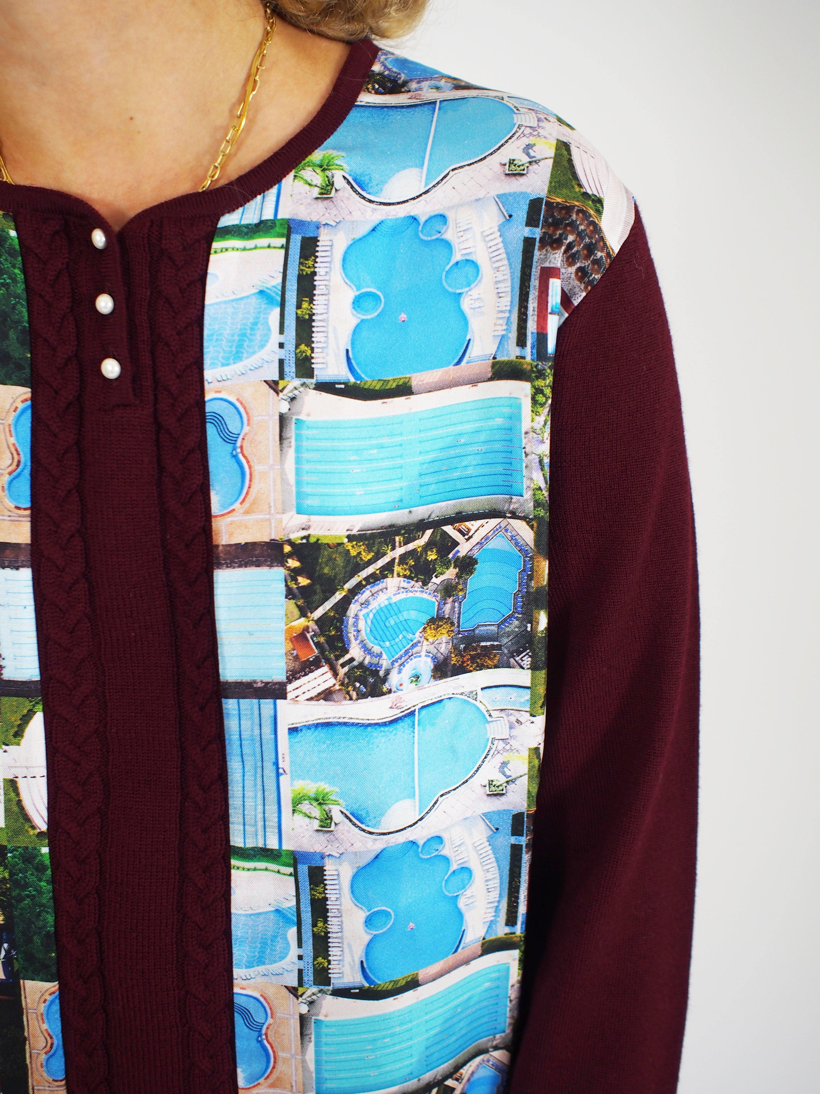 Maison Margiela-Silk Pools Pullover - Burgundy-Sweaters-S-Boboli-Vancouver-Canada