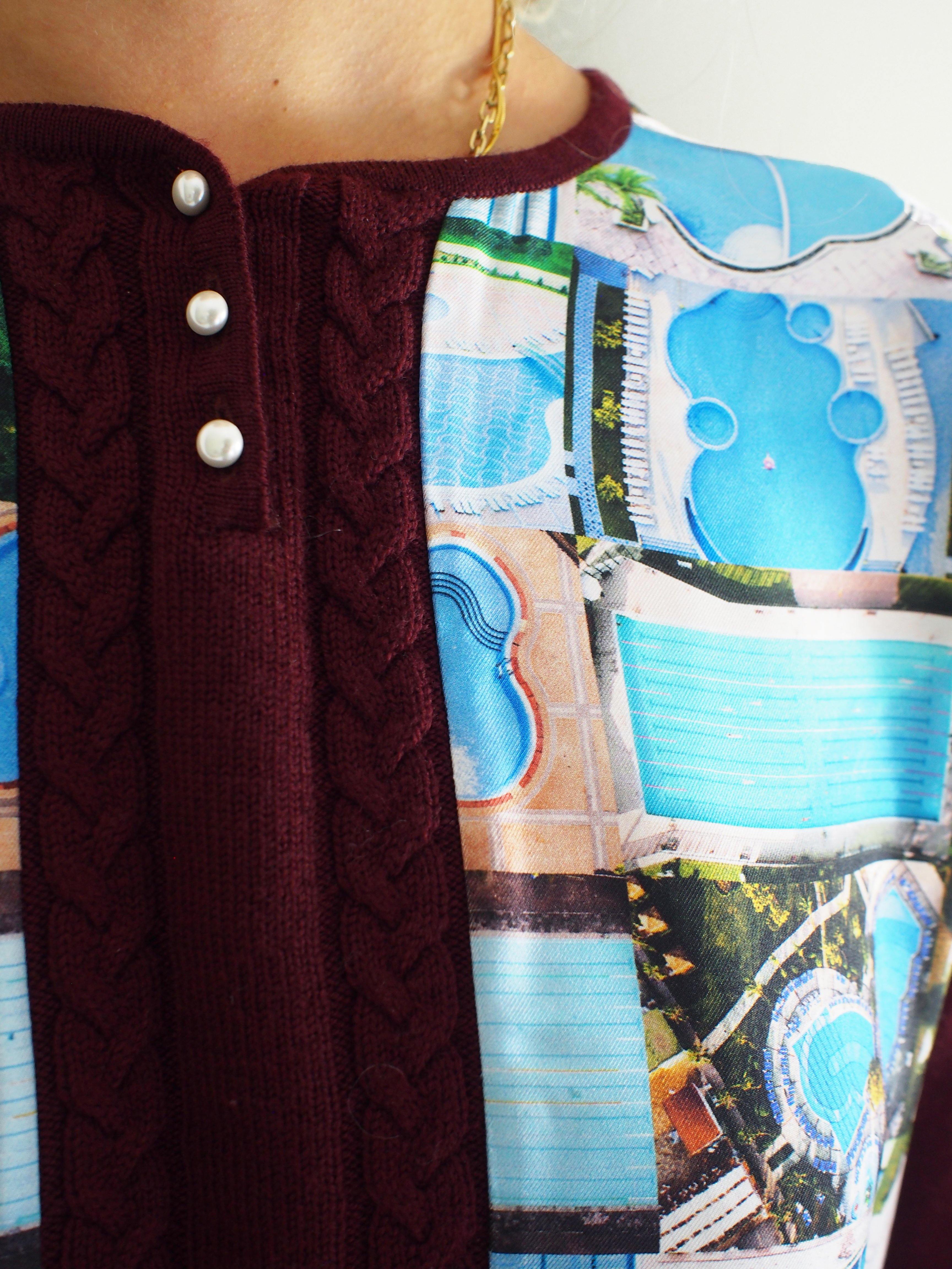 Maison Margiela-Silk Pools Pullover - Burgundy-Sweaters-S-Boboli-Vancouver-Canada