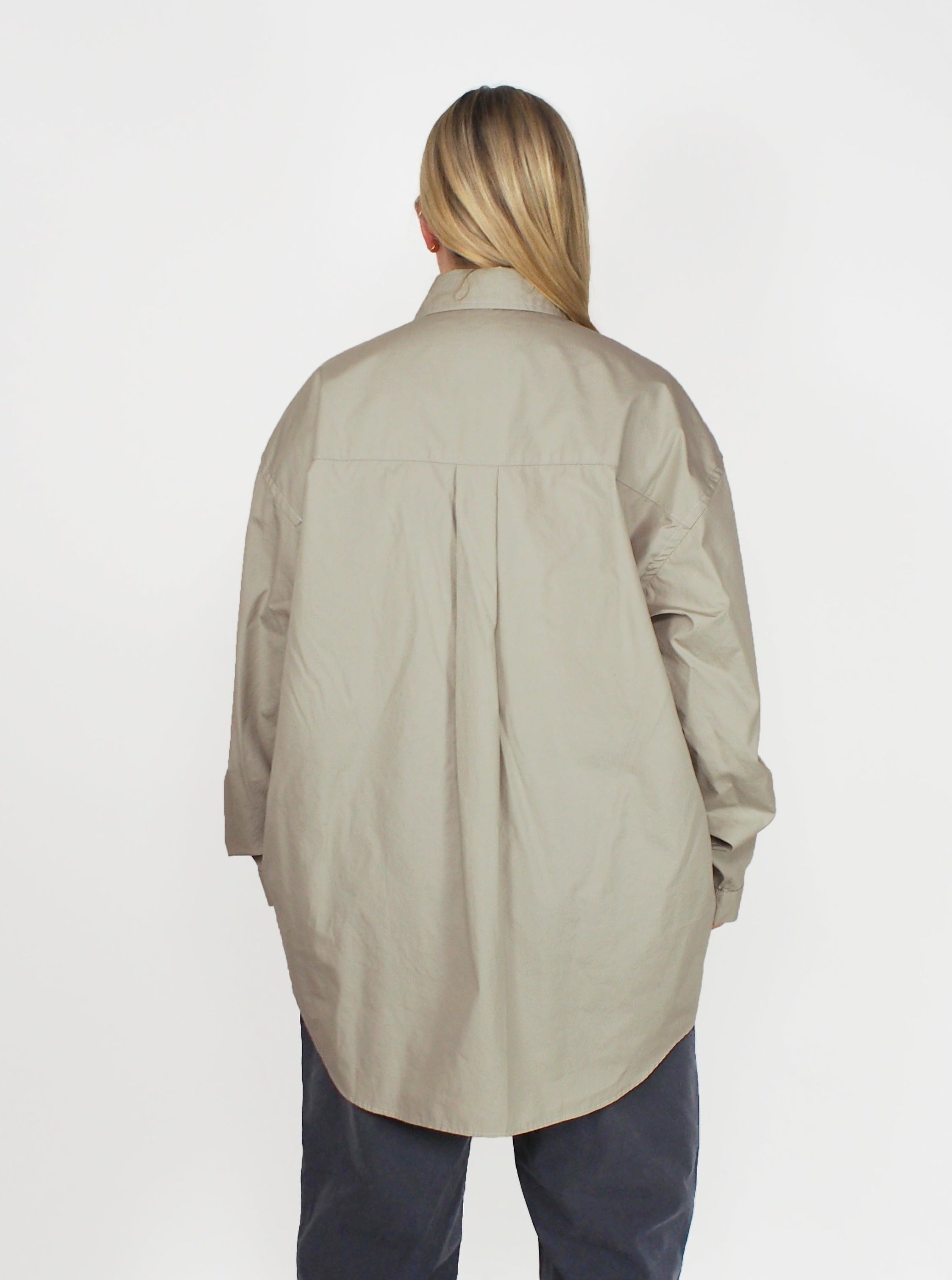 Mythinks-Pima Cotton BD Oversized Shirt - Beige-Shirts-Boboli-Vancouver-Canada