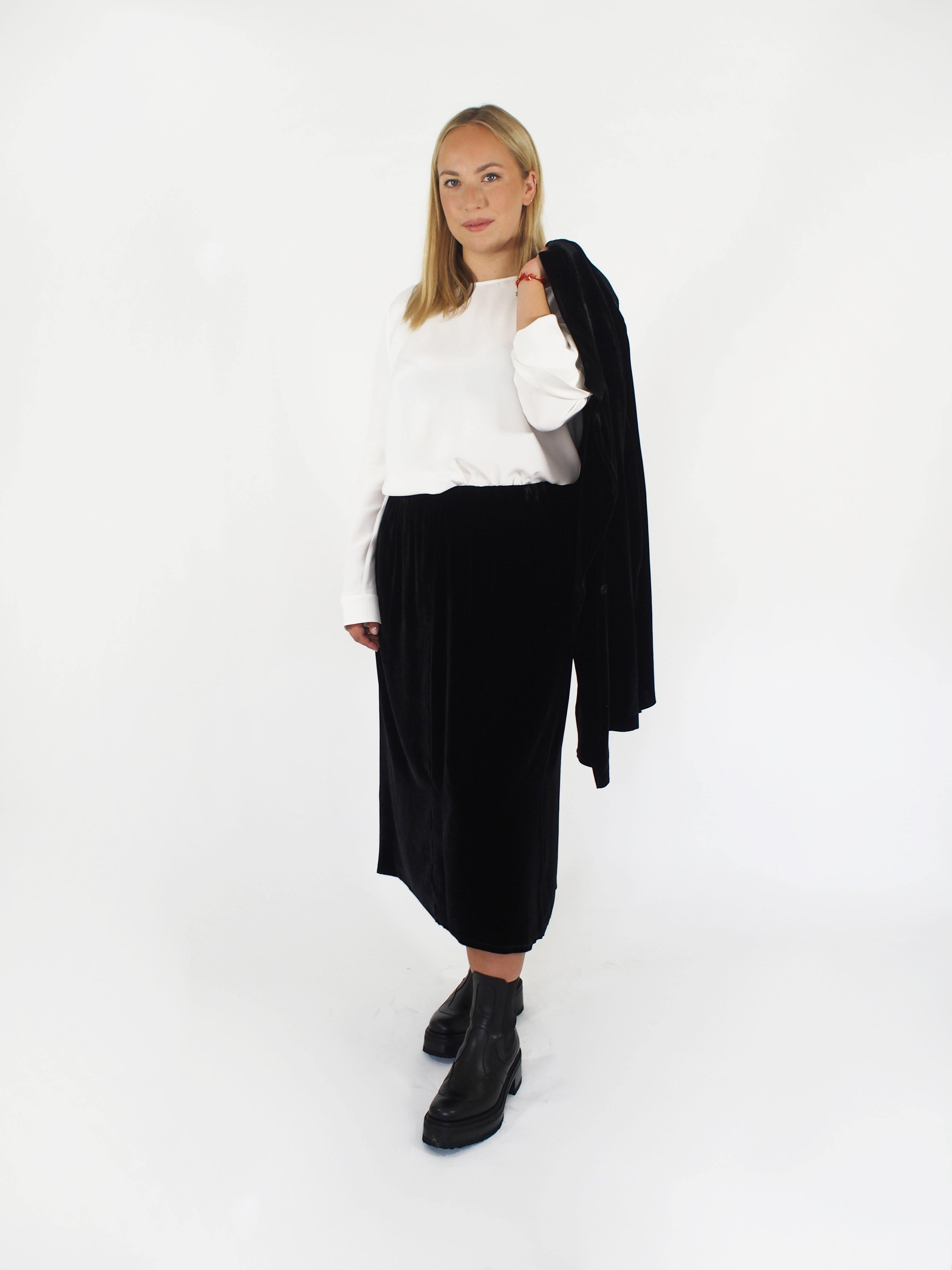 Sibel Saral-Silk Crew Neck Shirt - Off-White-Shirts-Boboli-Vancouver-Canada