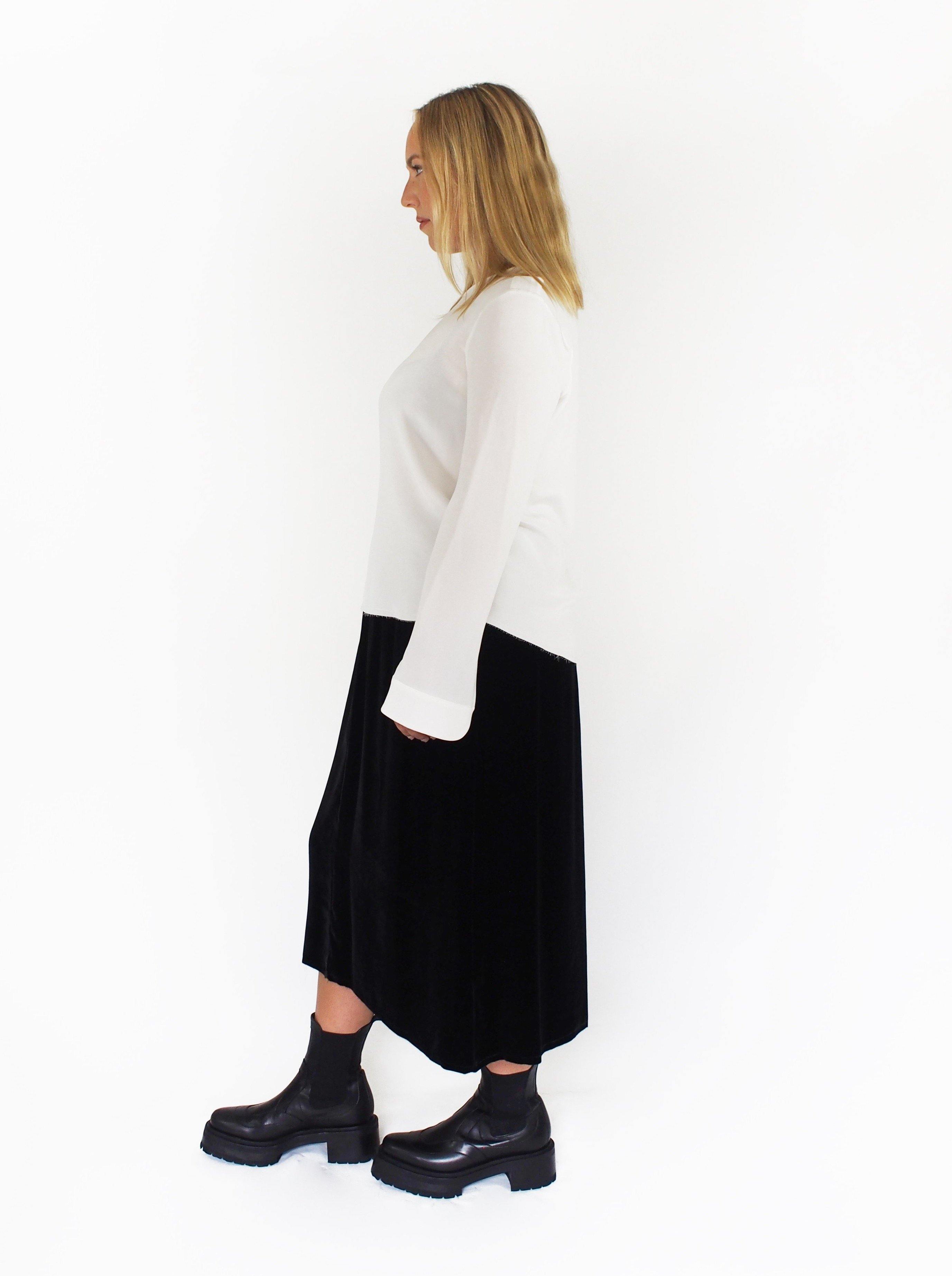 Sibel Saral-Silk Crew Neck Shirt - Off-White-Shirts-Boboli-Vancouver-Canada