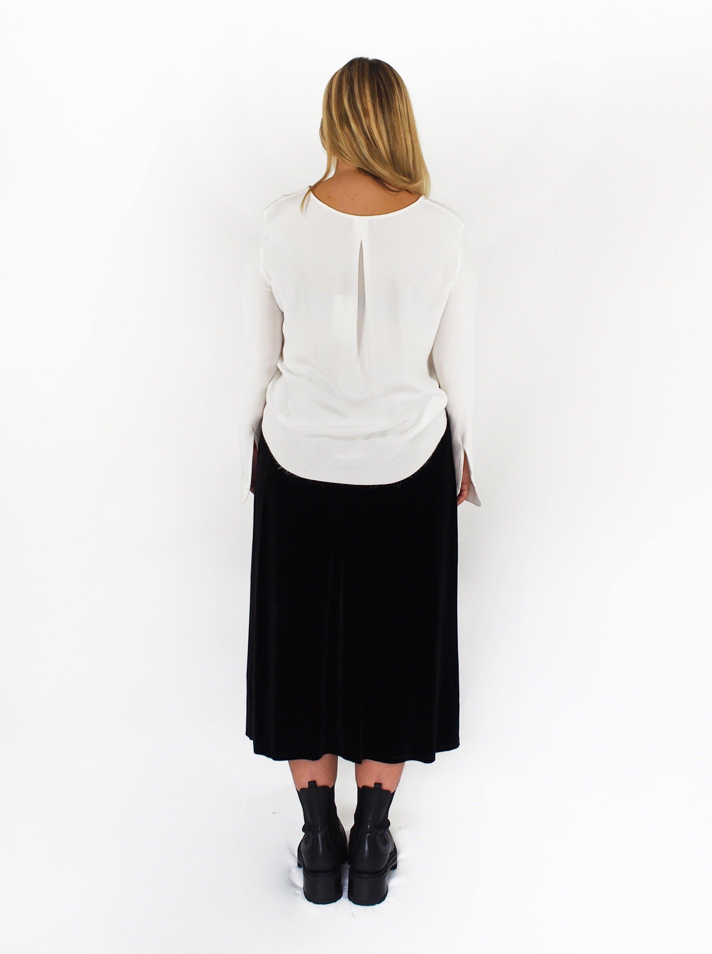 Sibel Saral-Silk Crew Neck Shirt - Off-White-Shirts-Boboli-Vancouver-Canada