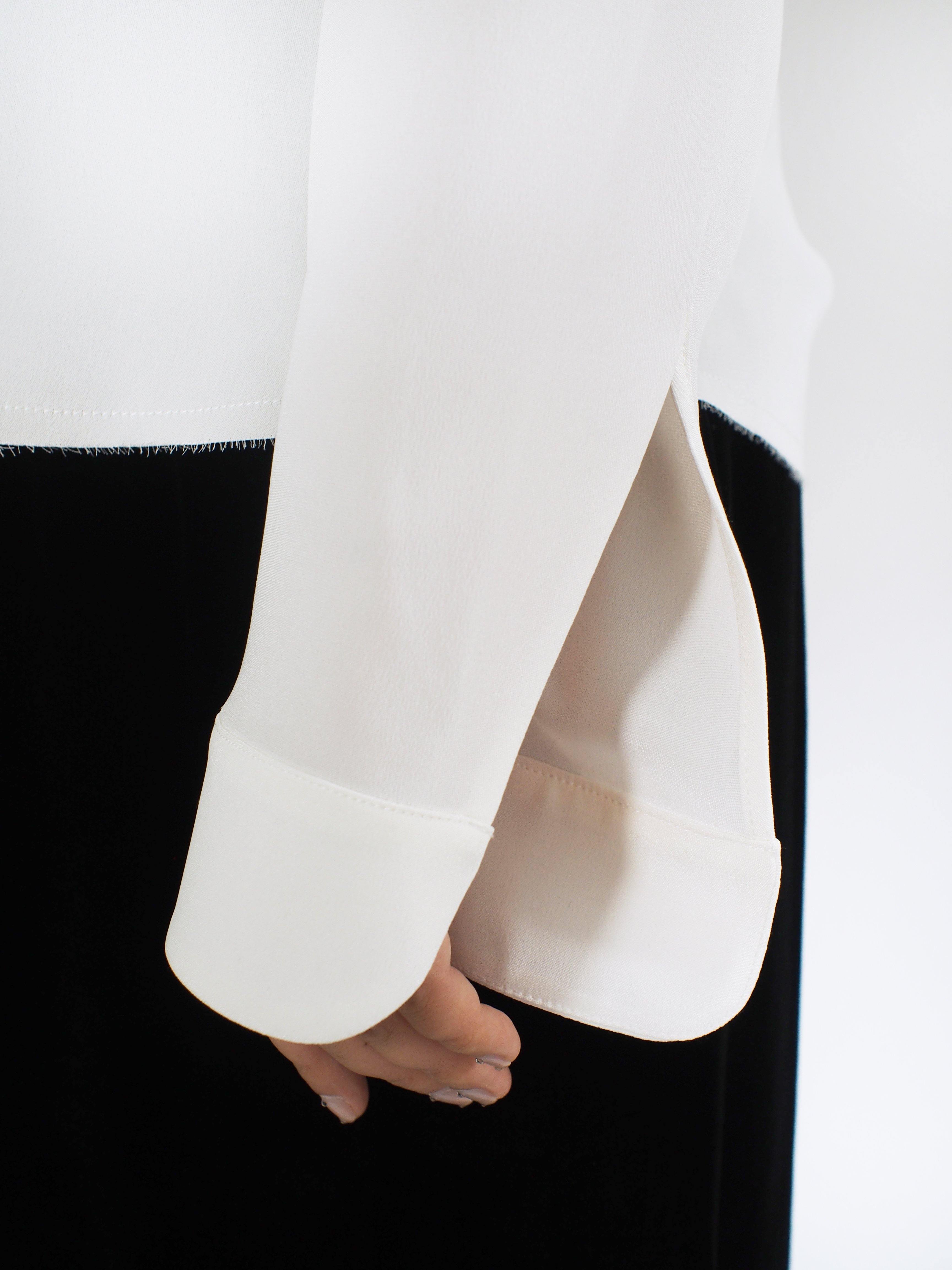 Sibel Saral-Silk Crew Neck Shirt - Off-White-Shirts-Boboli-Vancouver-Canada