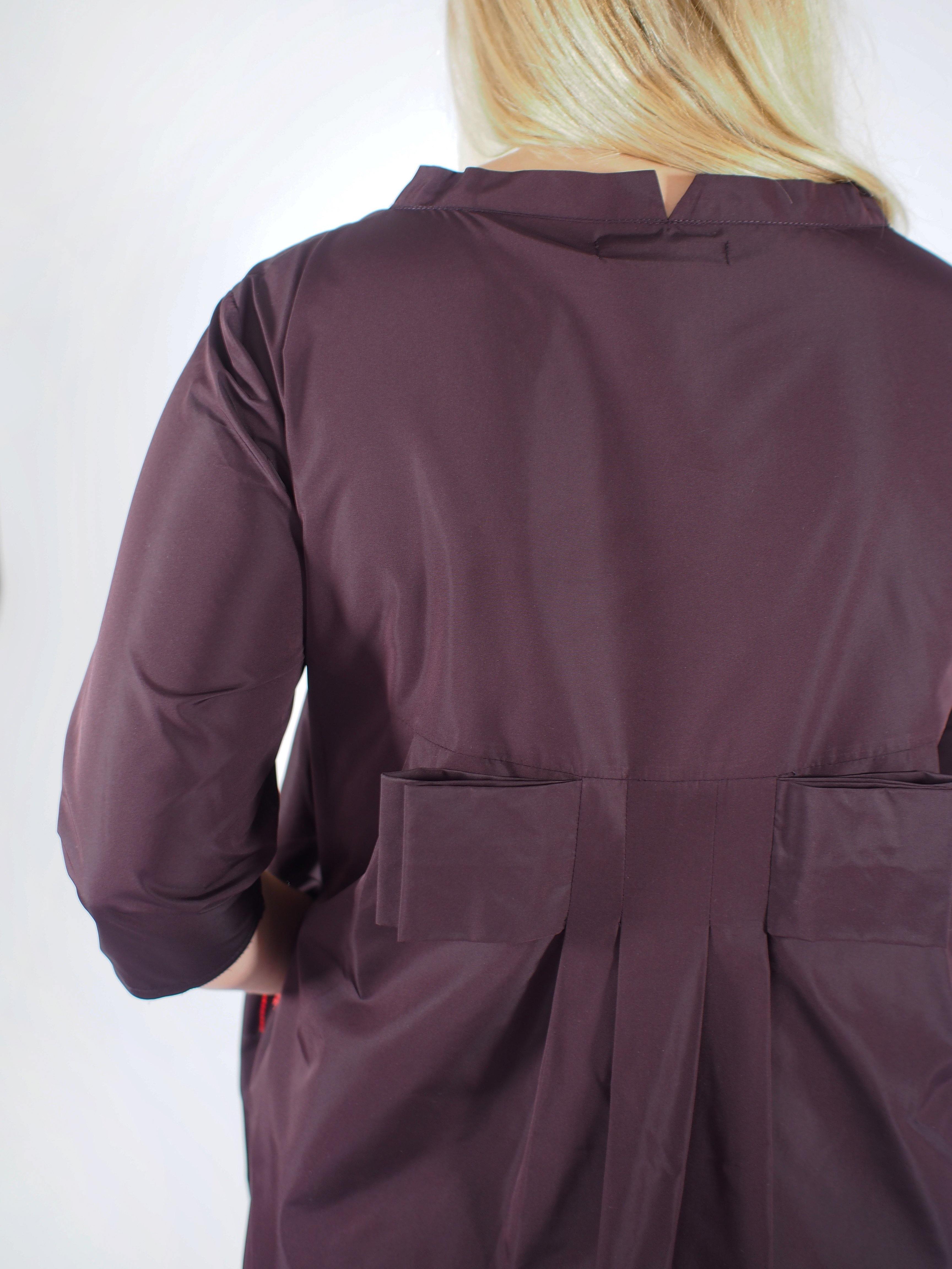 Sibel Saral-Taffeta Bow Back Dress - Burgundy-Dresses-Boboli-Vancouver-Canada