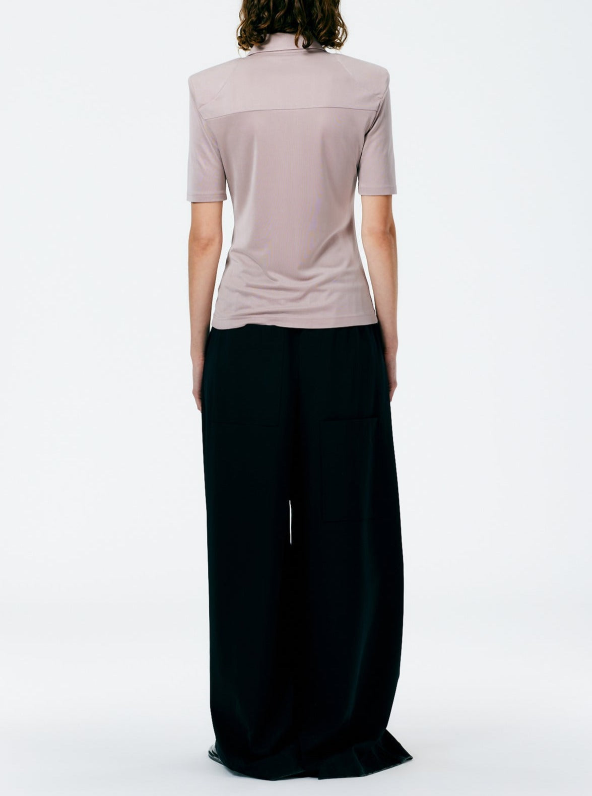 Tibi-Deeba Cupro Lean Polo Shirt - Wheat-Shirts-Boboli-Vancouver-Canada