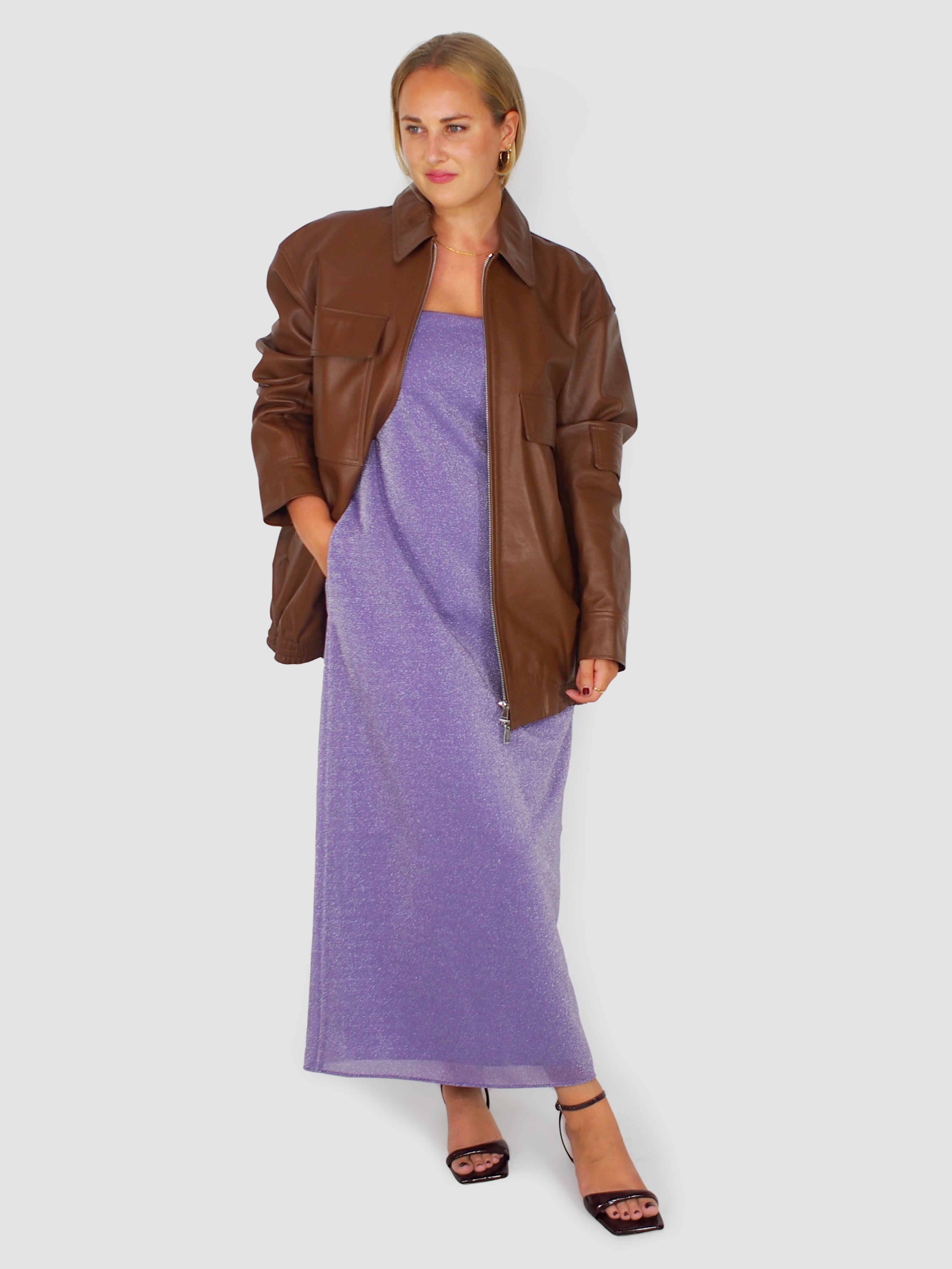 Tibi-Lurex Haze Strapless Dress - Lavender-Dresses-Boboli-Vancouver-Canada
