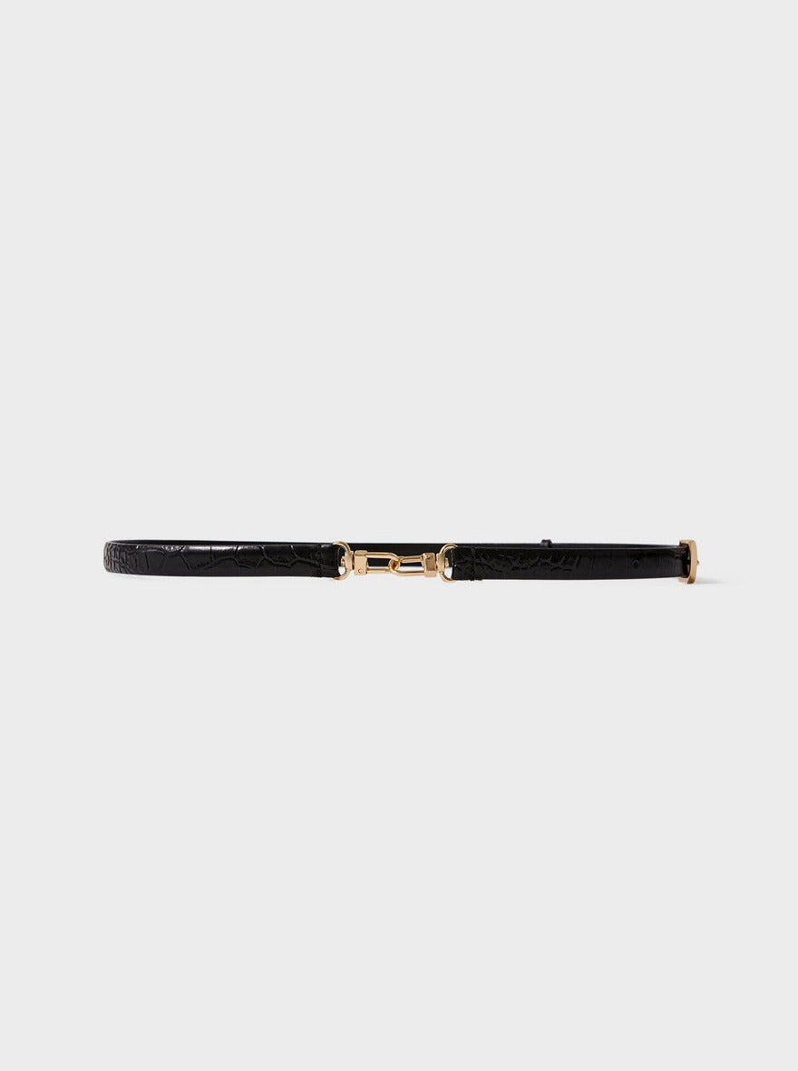 Totême-Double Clasp Leather Belt - Croco-Belts-One Size-Boboli-Vancouver-Canada
