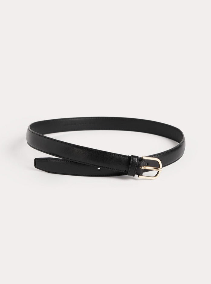 Totême-Slim Trouser Leather Belt - Black-Belts-Boboli-Vancouver-Canada