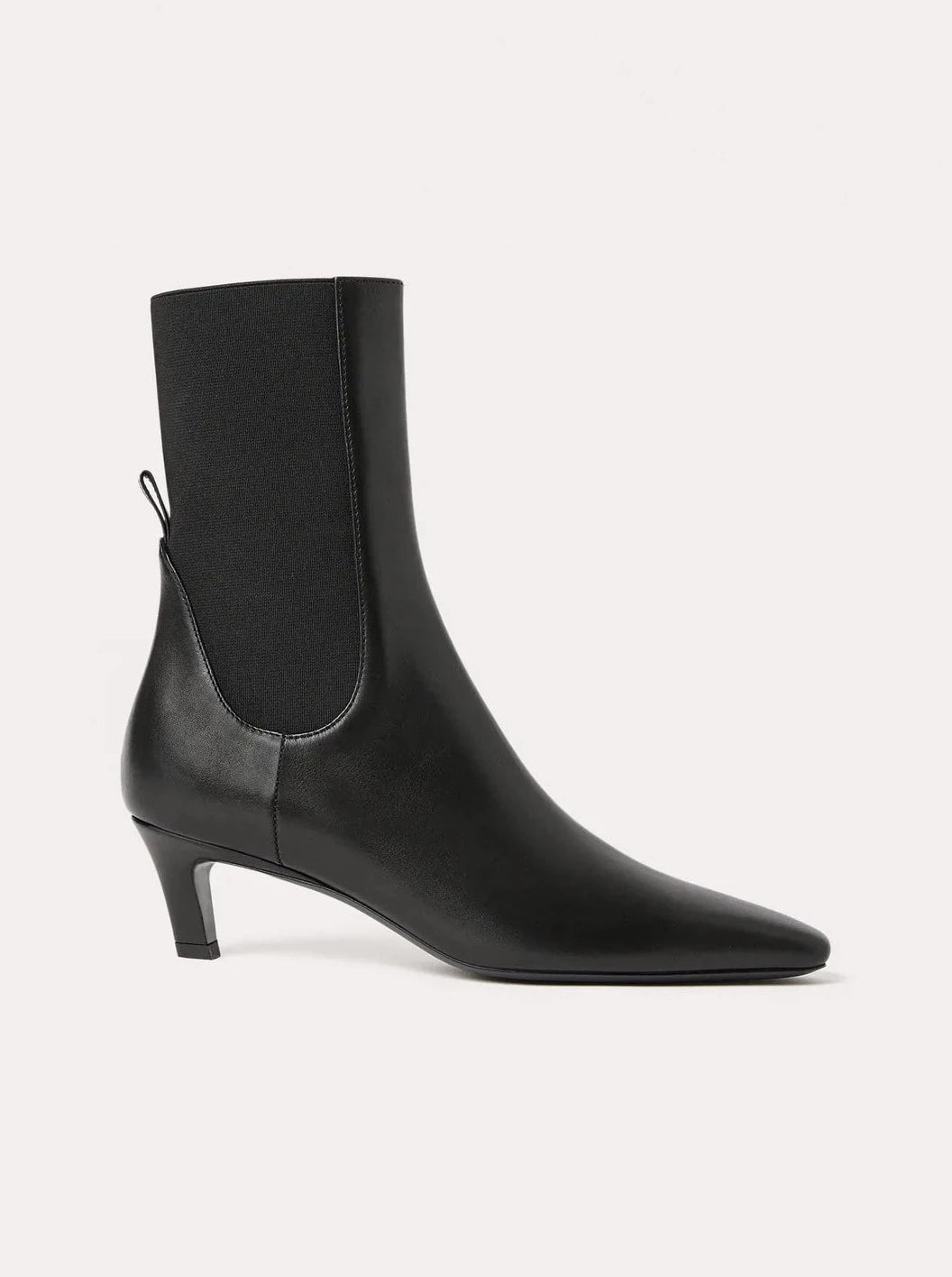 Totême | The Mid Heel Leather Boot - Black | Boboli, Vancouver