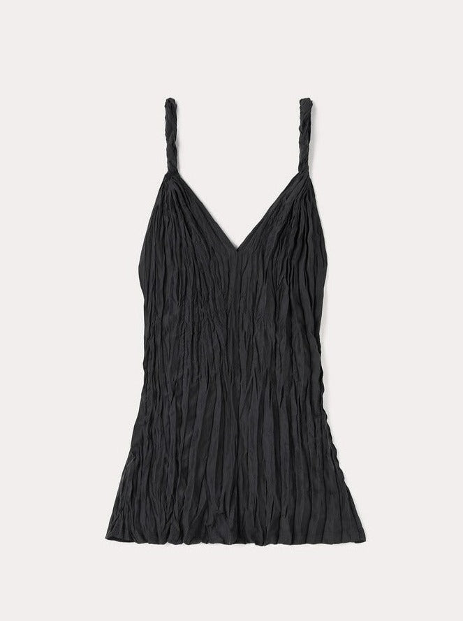 Totême-Twist-Strap Crinkled Silk Top - Black-Tops-IT 34-Boboli-Vancouver-Canada