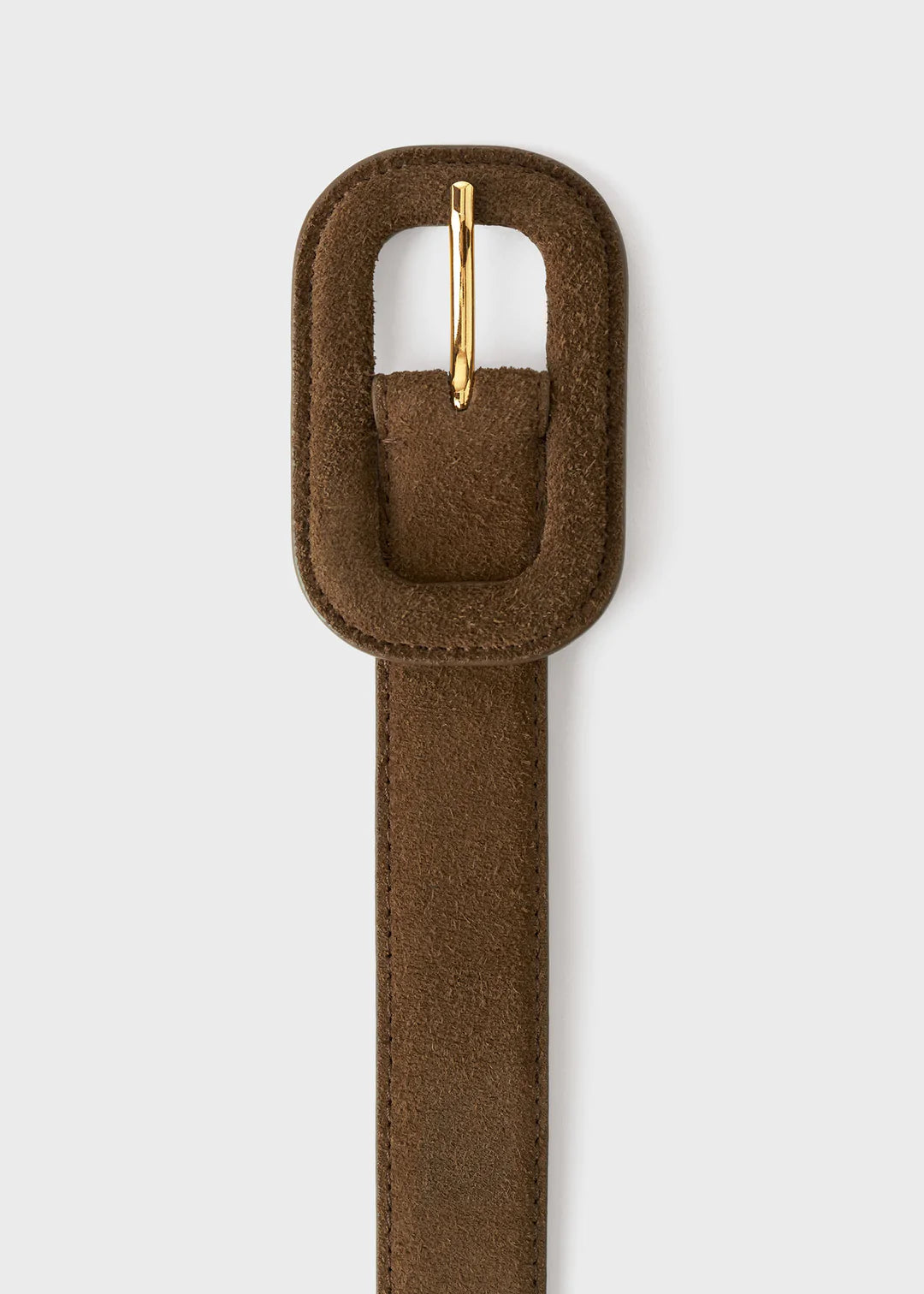Totême-Wide Covered Buckle Suede Belt - Brown Suede-Belts-Boboli-Vancouver-Canada
