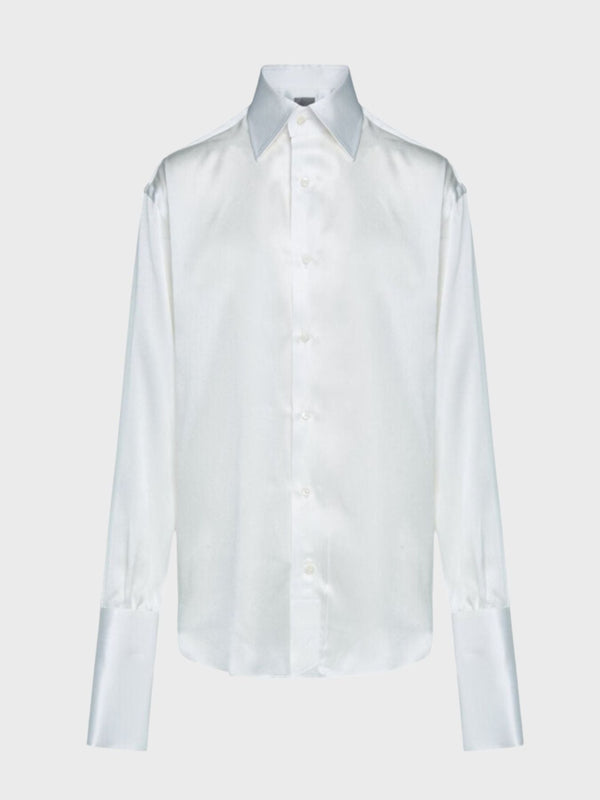 Woera-Signature Silk Button Up - White-Shirts-Boboli-Vancouver-Canada