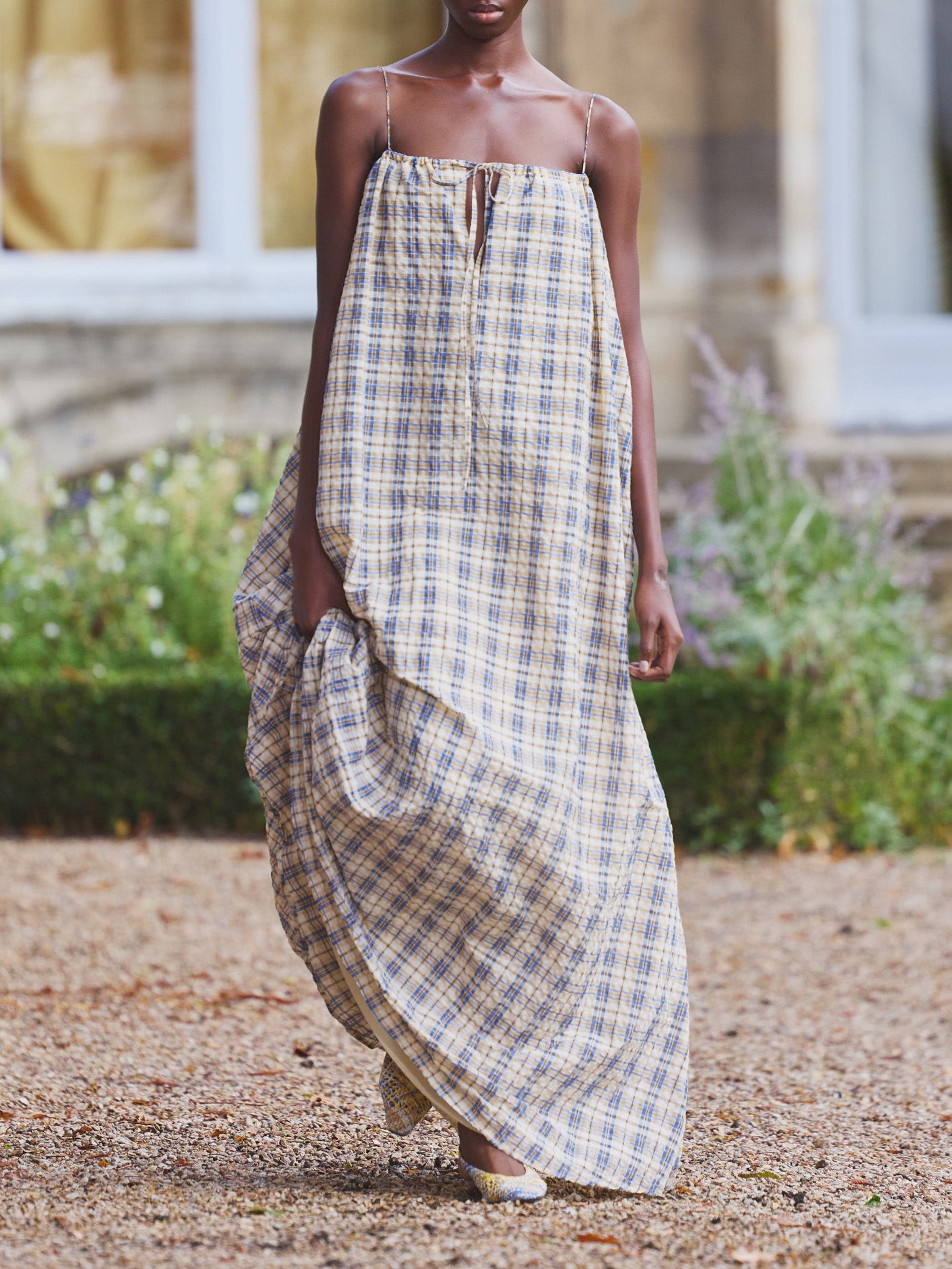 Bob Dress - Blue / Beige Seersucker Check