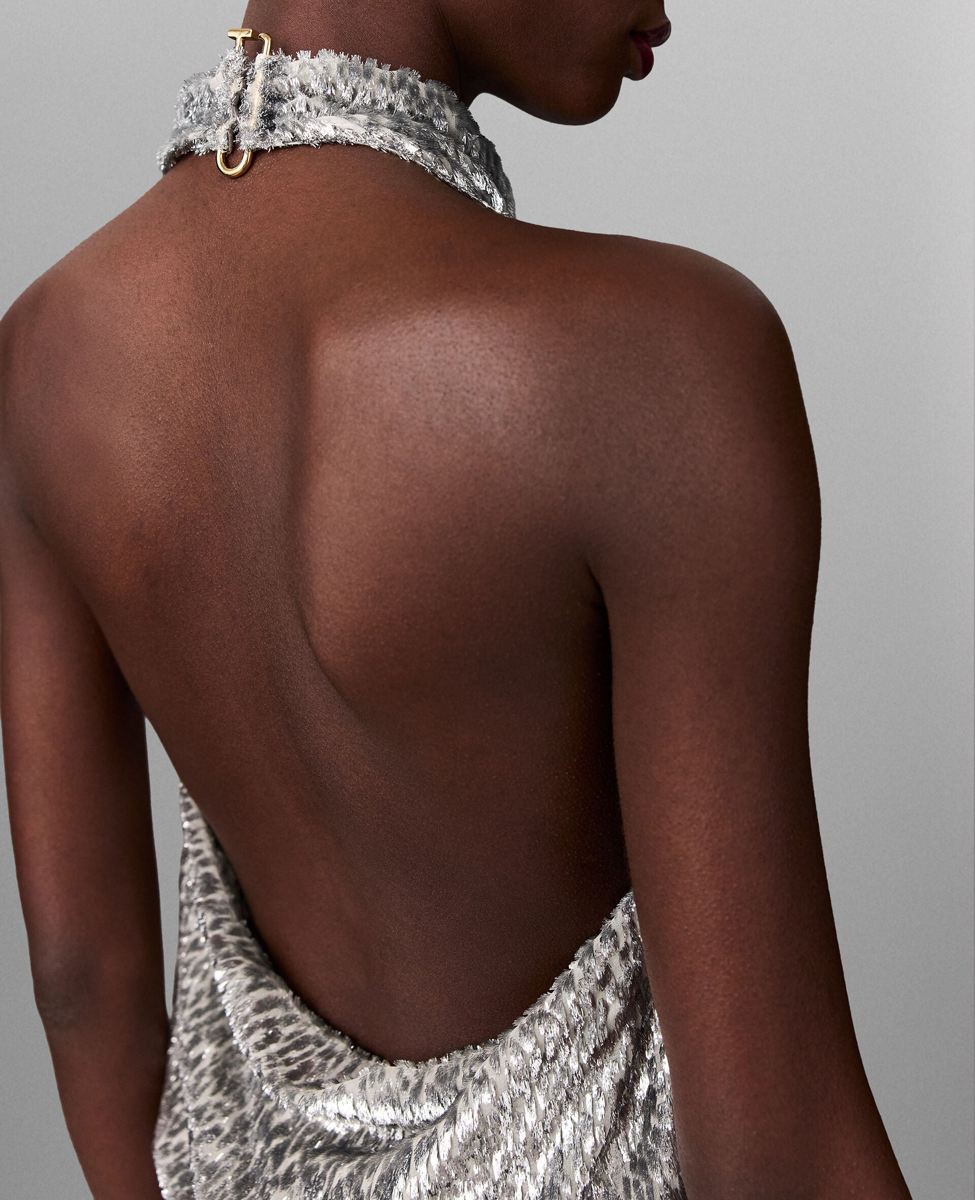 Stella McCartney-Metallic Velvet Halterneck Top - Silver-Tops-Boboli-Vancouver-Canada