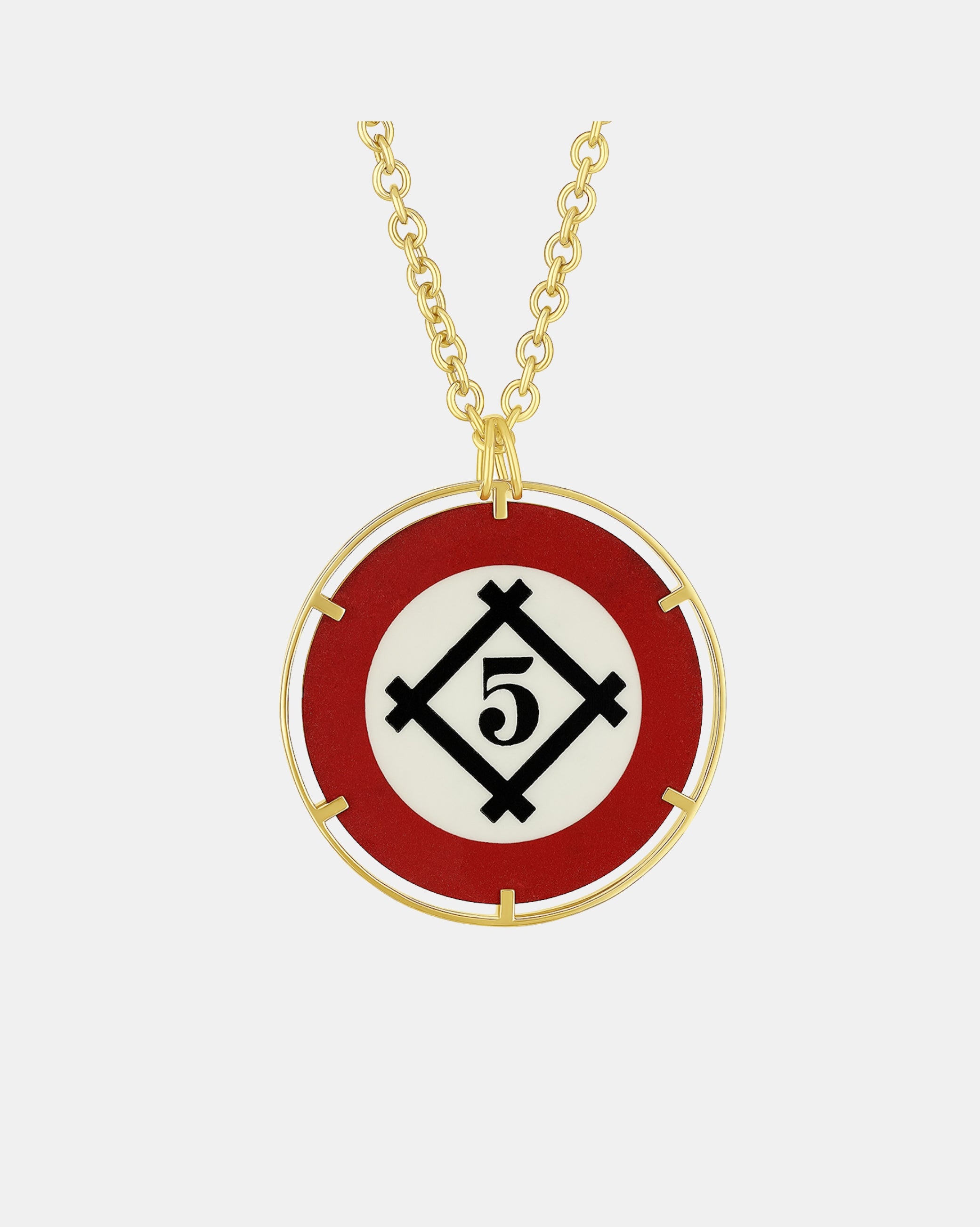 Francesca Villa-Money-Go-Round Pendant - Lucky 5 Red-Jewellery-Boboli-Vancouver-Canada