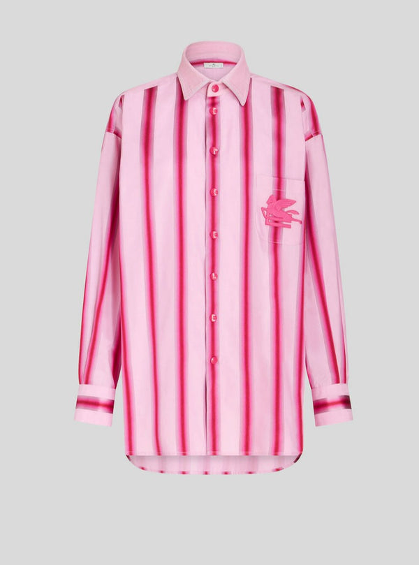 Striped Shirt Dress - Pink Stripe