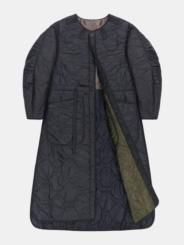 Marfa Stance-Long Patchwork Quilt Coat - Midnight-Coats-Boboli-Vancouver-Canada