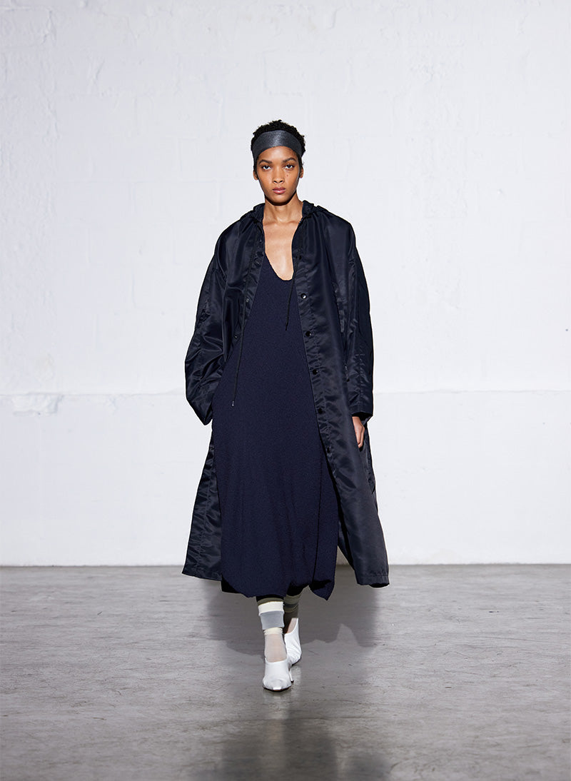 Tibi-Eco Nylon Hooded Coat - Midnight Navy-Coats-Boboli-Vancouver-Canada