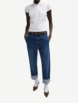 Tibi-Luxe Pique Shrunken Polo - White-Shirts-Boboli-Vancouver-Canada