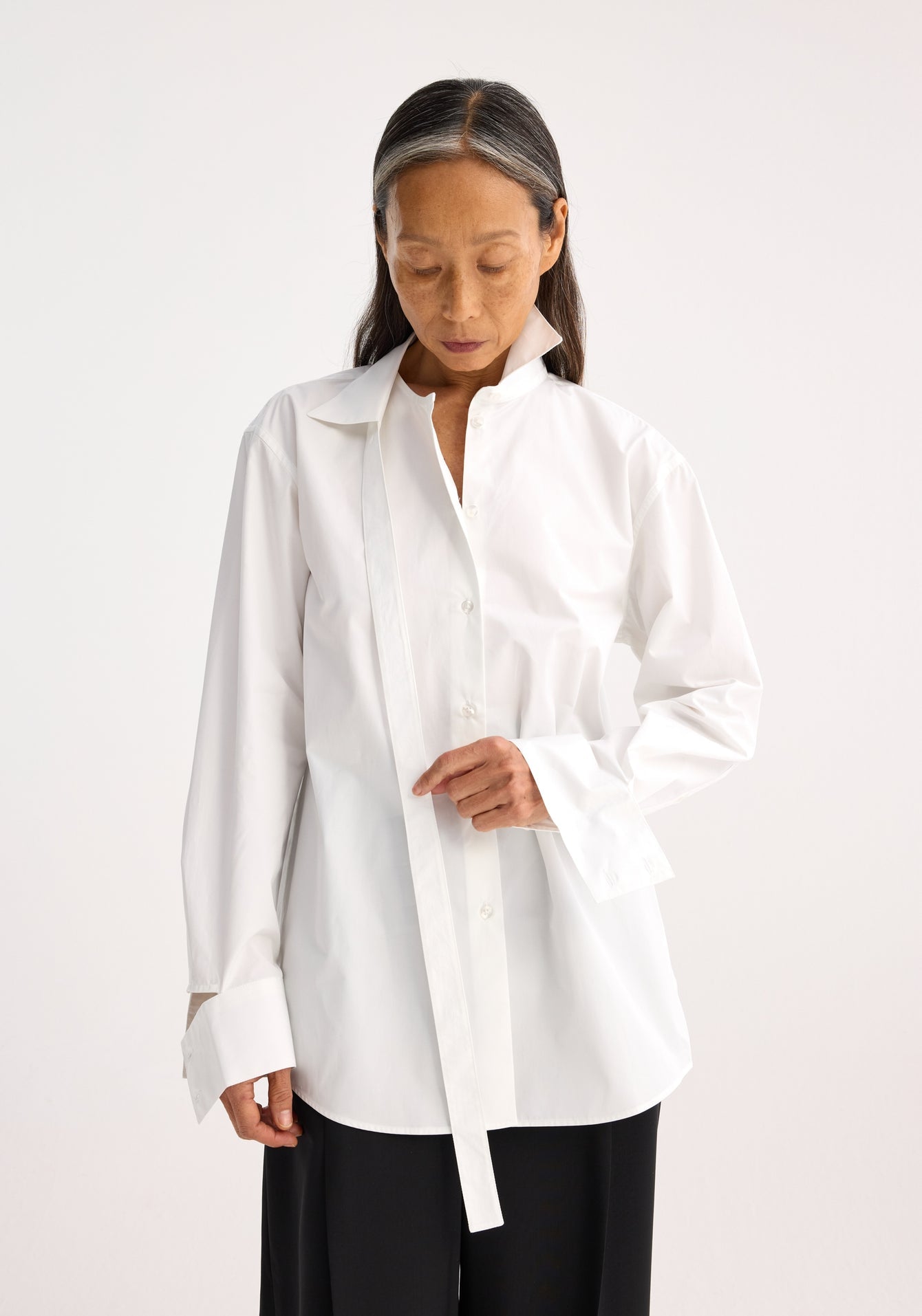 Deconstructed White Cotton Shirt - Optic White