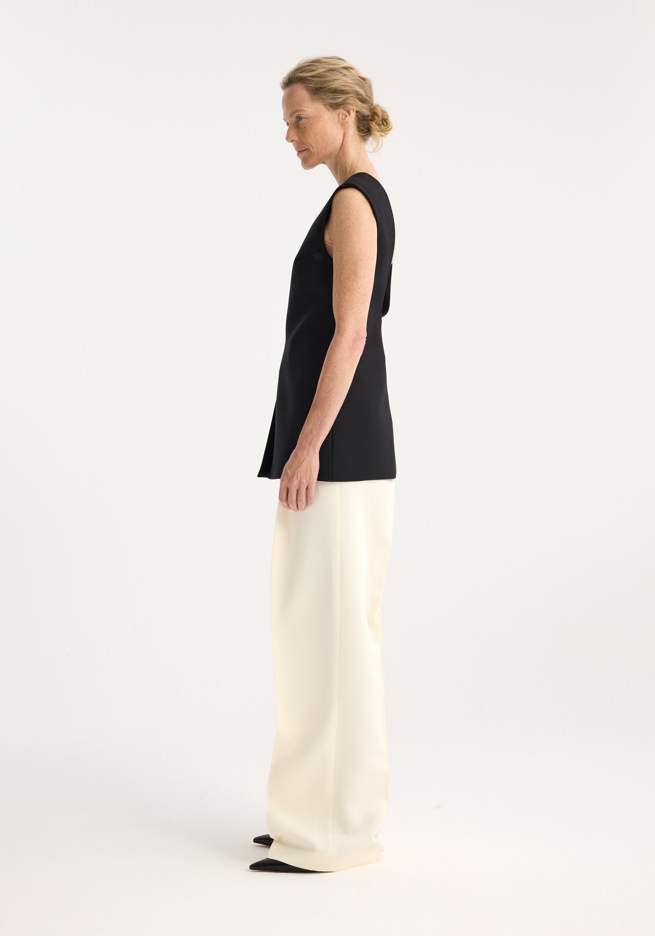 Sculptural Open Back Top - Black