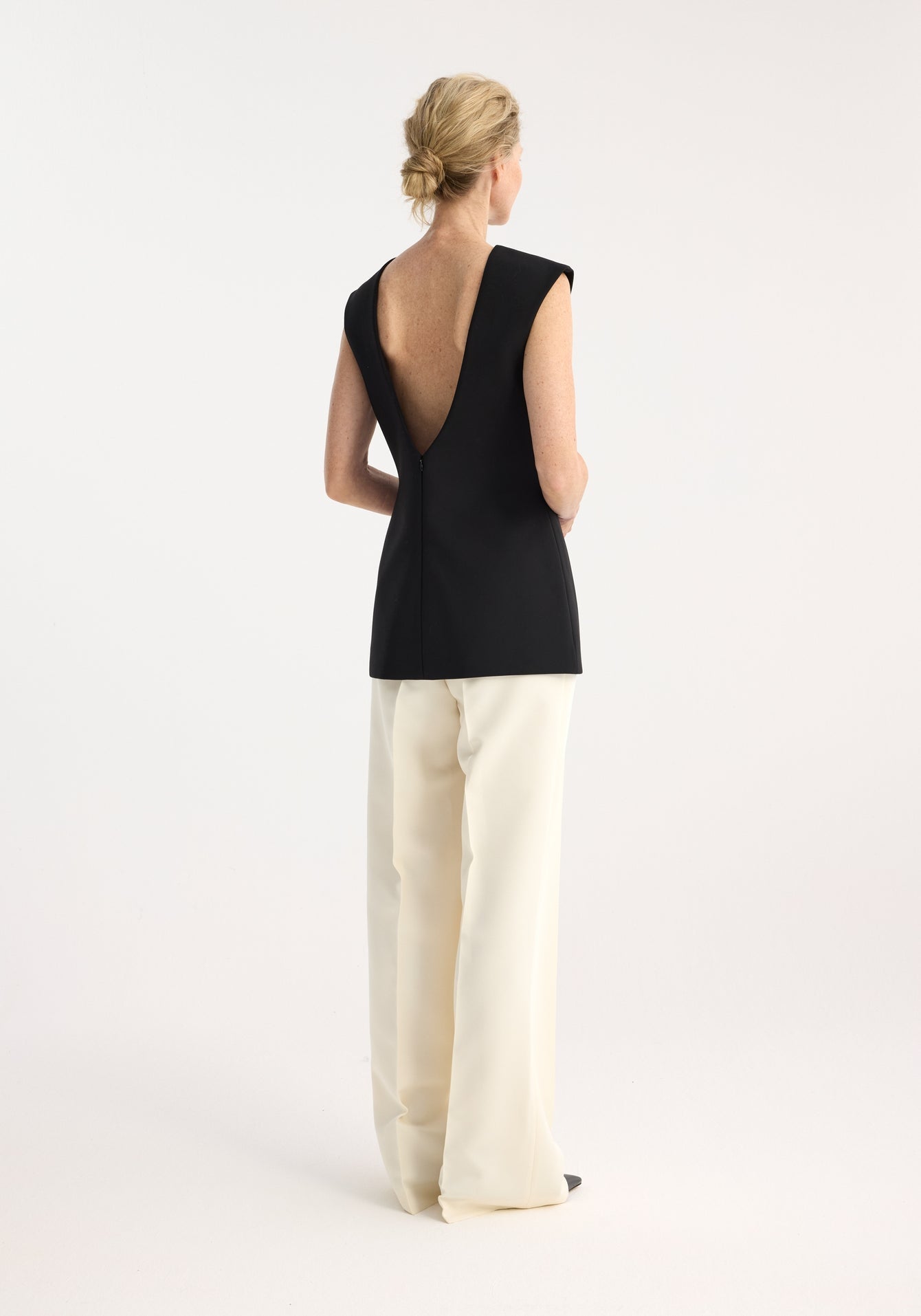 Sculptural Open Back Top - Black