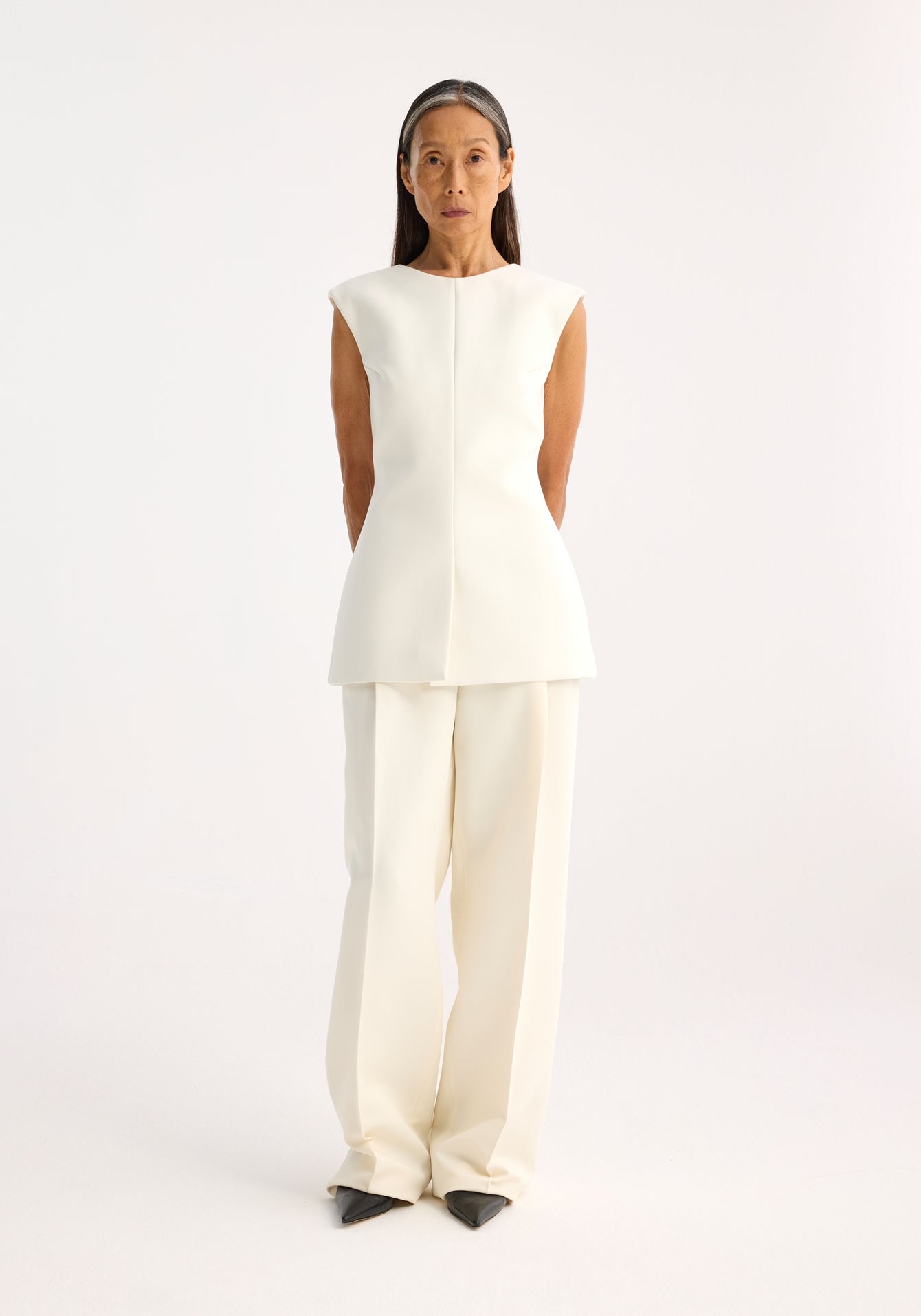 Sculptural Open Back Top - Cream