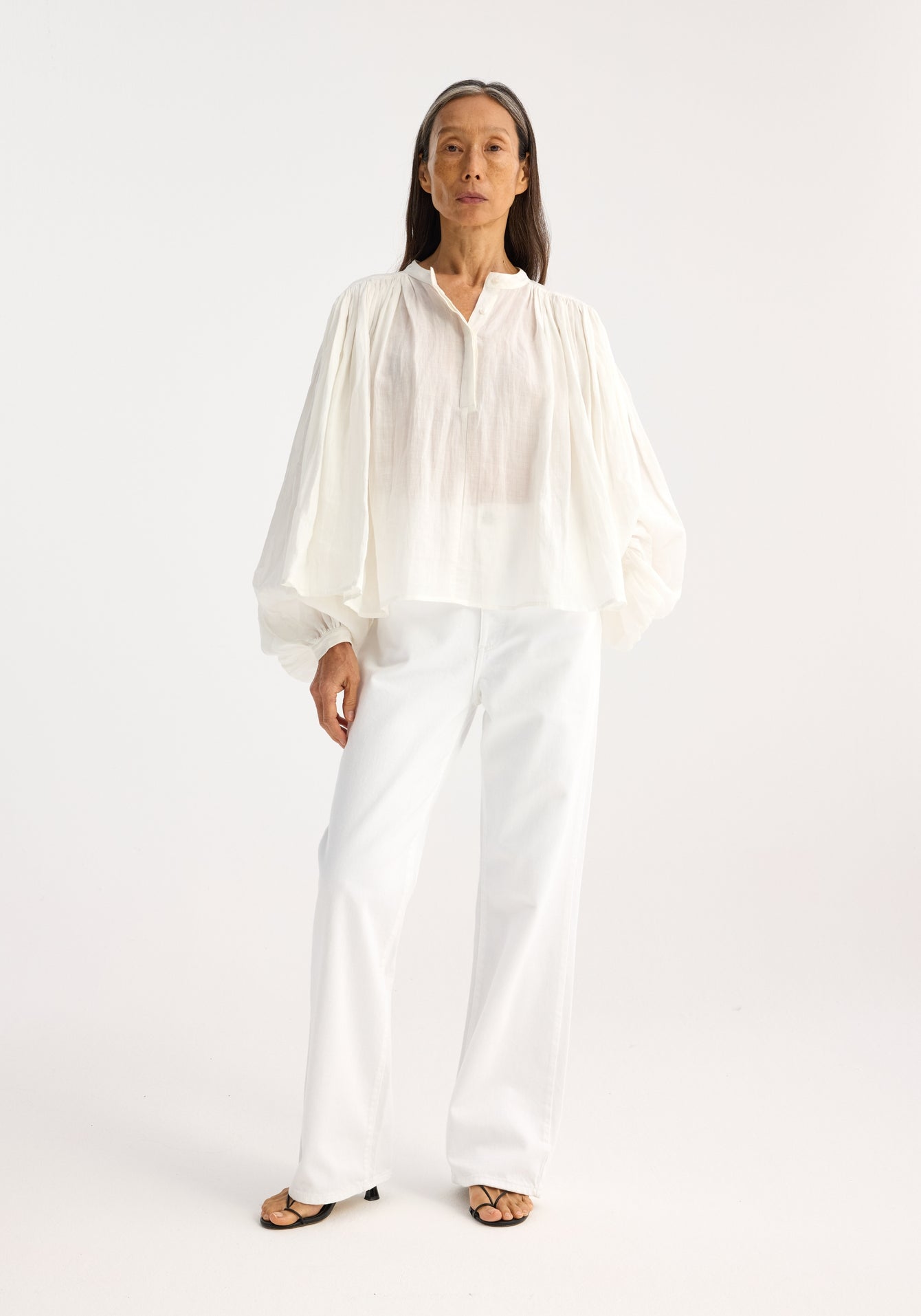 Pleated Ramie Top - Optic White