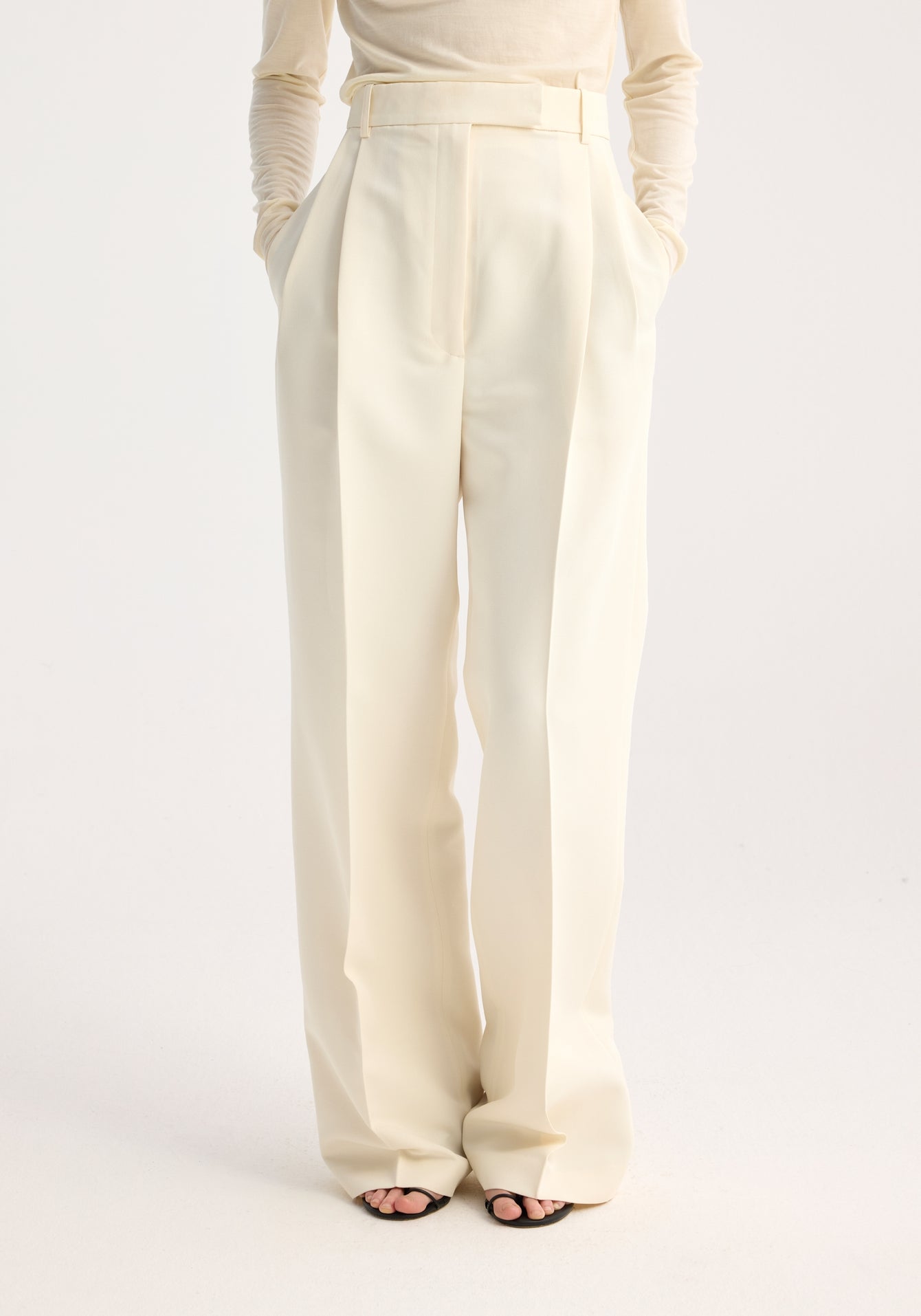 High-Waist Tailored Trousers - Off White