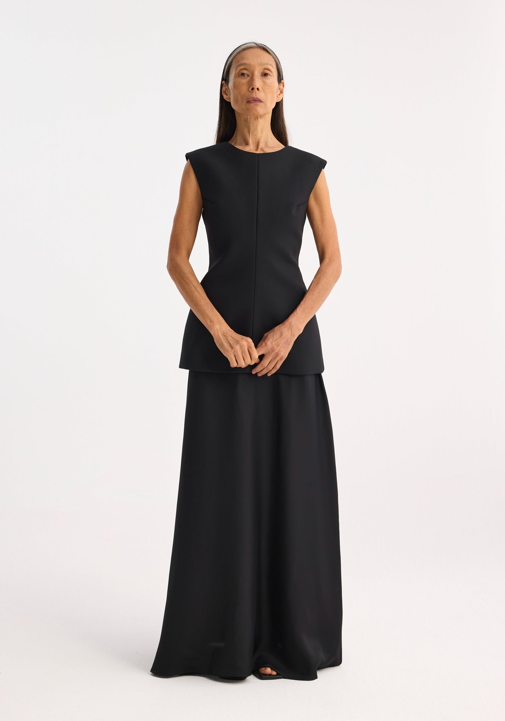 Open Back Dress w/Integrated Silk Skirt - Black